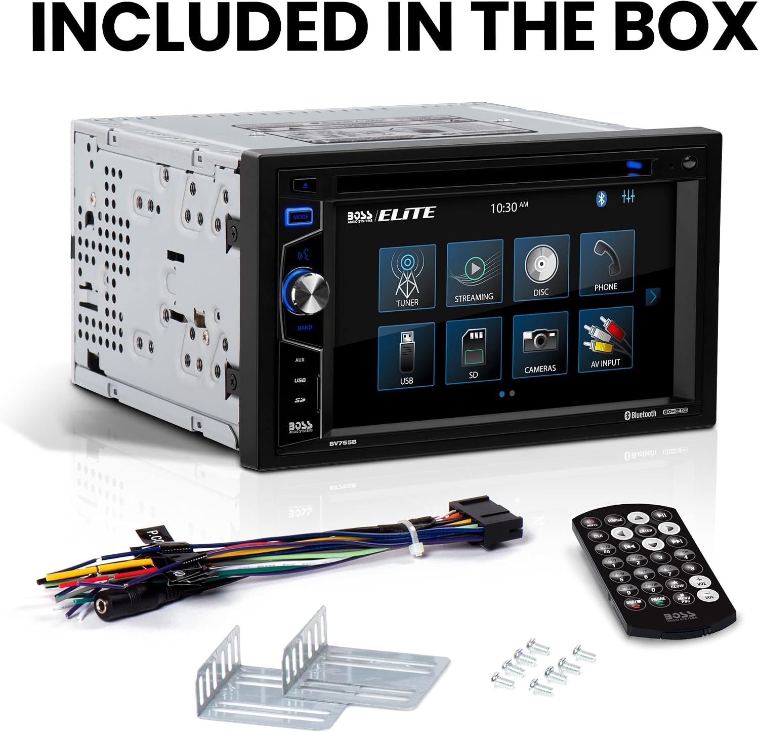 BOSS Audio Systems Elite BV755B Car Stereo System - 6.2 Inch Double Din Touchscreen, Bluetooth Head Unit, AM/FM Radio Receiver, CD Player, USB, SD