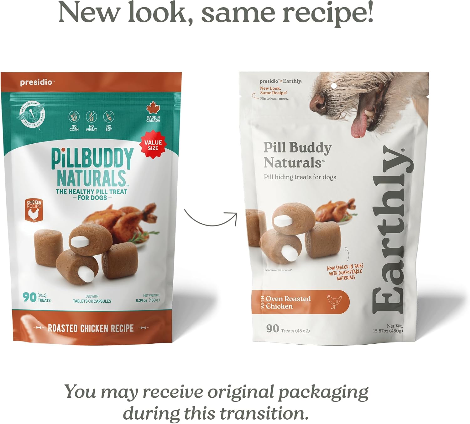 Presidio Earthly Pill Buddy Naturals - PB & Banana Recipe Pill Hiding Treats for Dogs - Make A Perfect Pill Concealing Pocket Or Pouch for Any Size Medication - 30 Servings