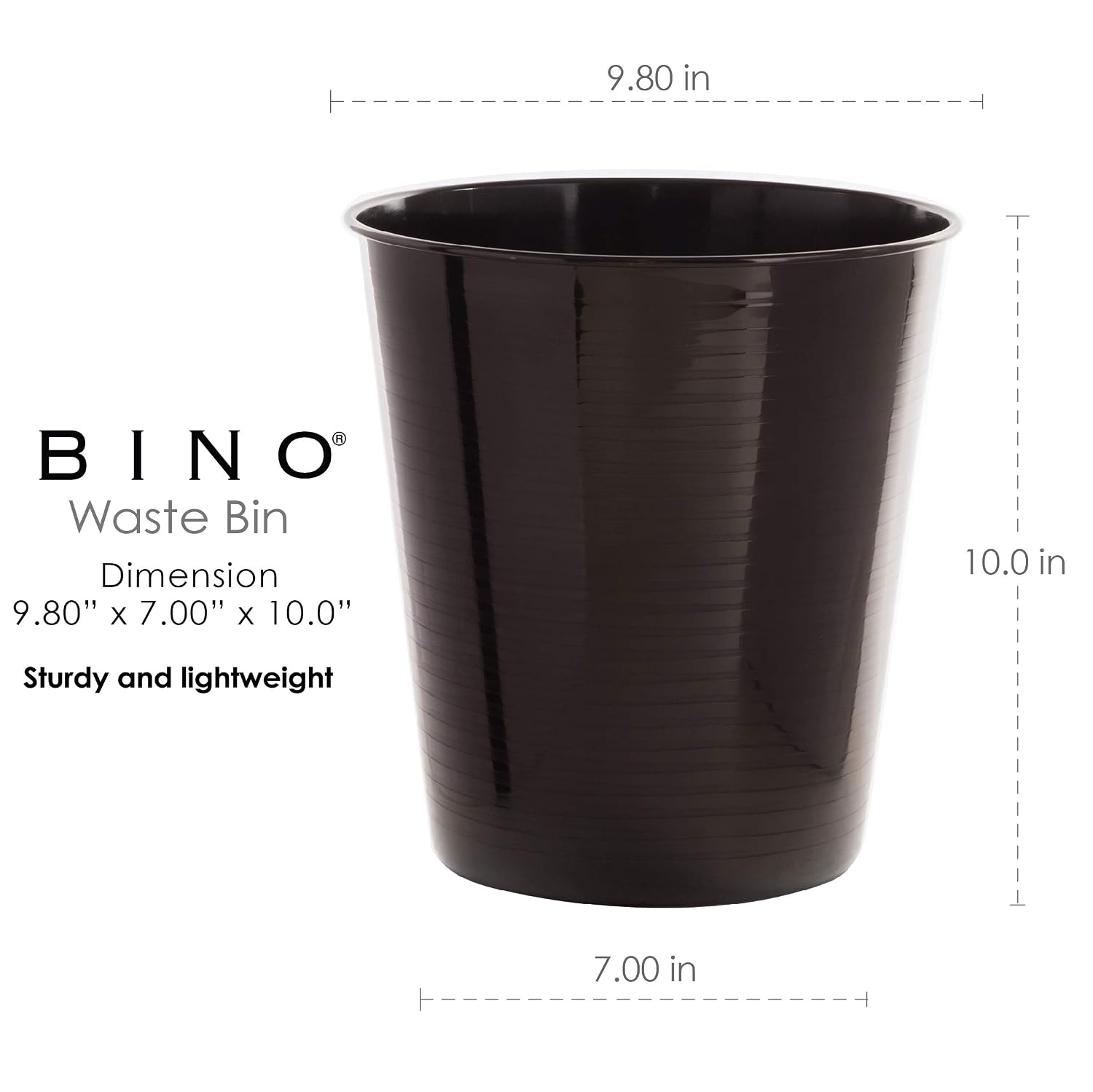 BINO Metal Waste Basket for Home, Office, Bathroom, Dorm, Kitchen and More | Trash Can Bin for Bedroom | Desk Trash Can | Home Essentials