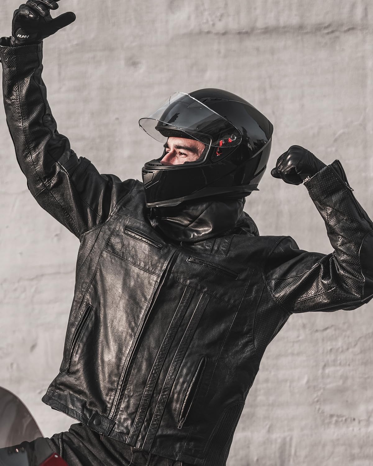 ILM Full Face Motorcycle Street Bike Helmet with Removable Winter Neck Scarf + 2 Visors DOT Model ILM-313