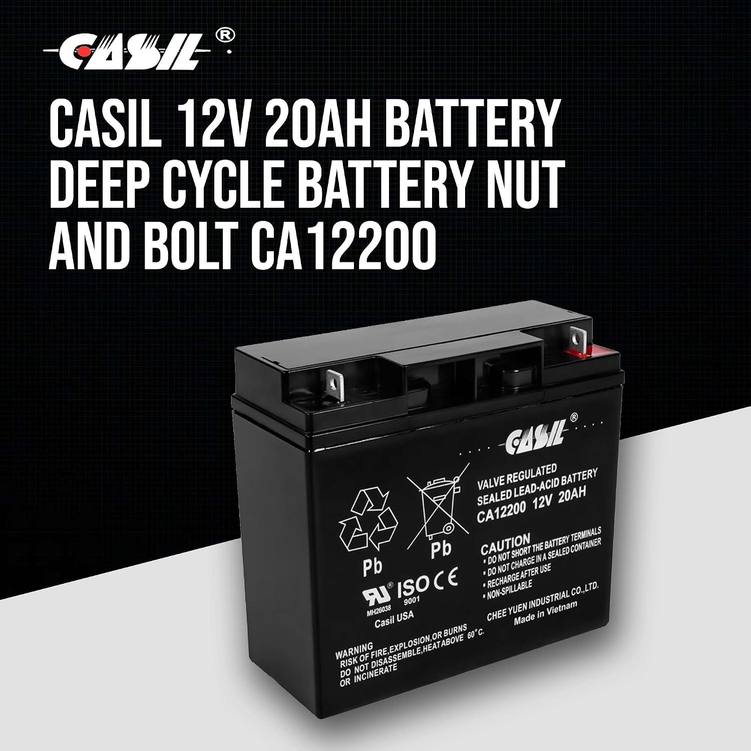 Casil 12v 20ah Battery AGM SLA Lead Acid Battery Compatible with UB12200, FM12200, 6FM20, Sealake FM12200 Batteries