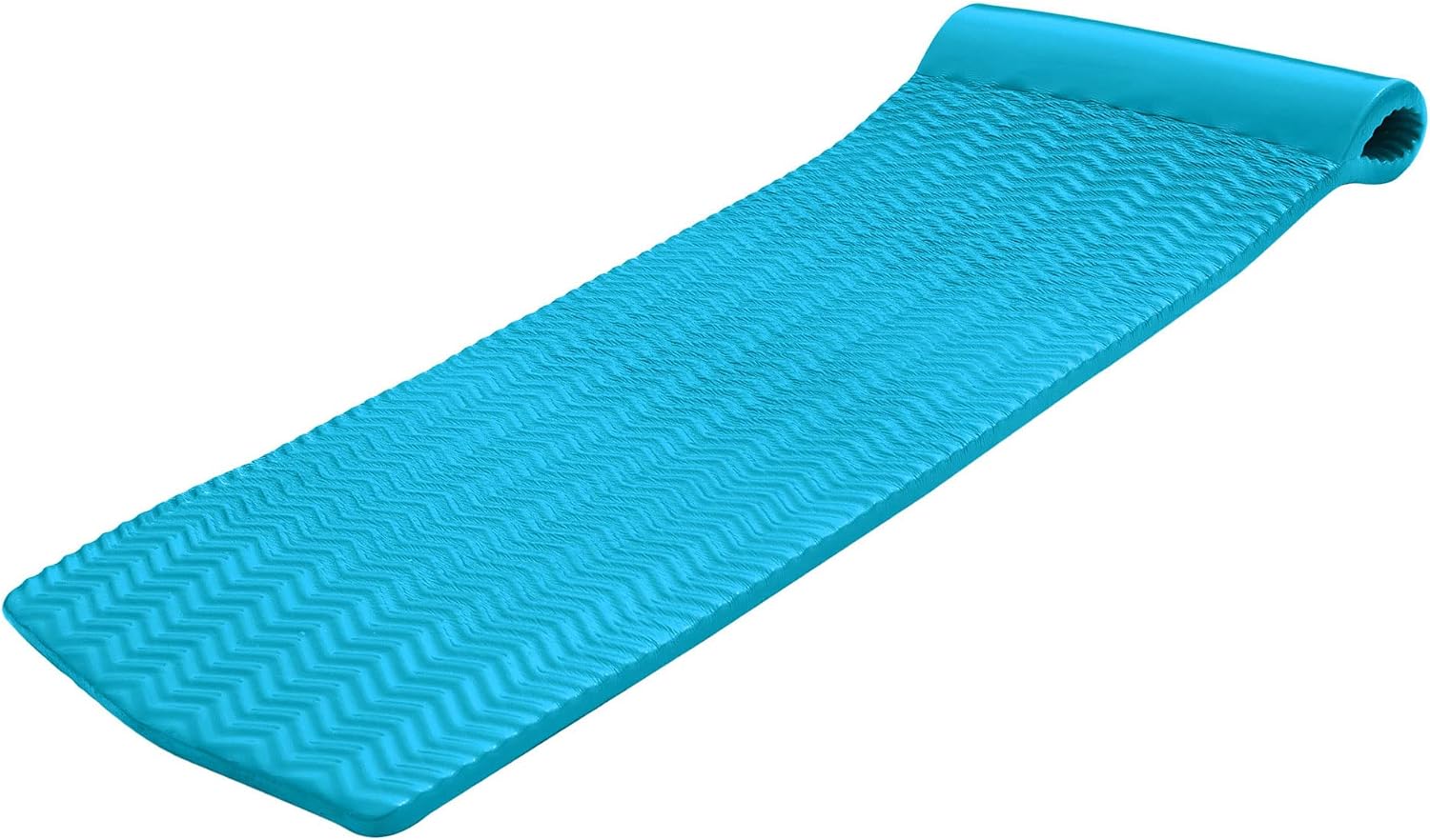 TRC Recreation Serenity 1.5” Thick Vinyl Coated Foam Swimming Pool Float Mat Adult Lounger with Built-in Roll Pillow