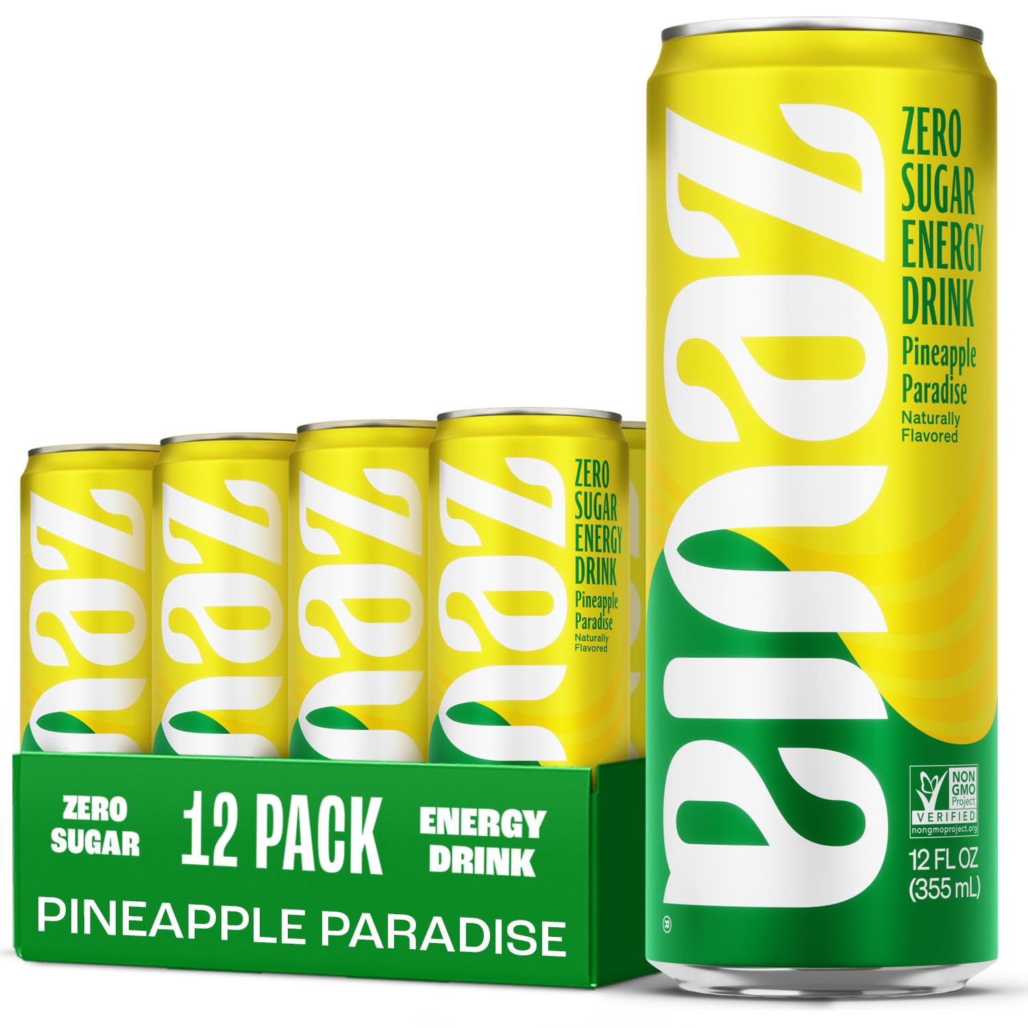 Zevia Zero Sugar Energy Drink, Raspberry Lime, 12 oz Cans (12-Pack) – Naturally Sweetened, Zero Calorie Sugar Free Energy - Non-GMO Project Verified, Gluten-Free, Vegan