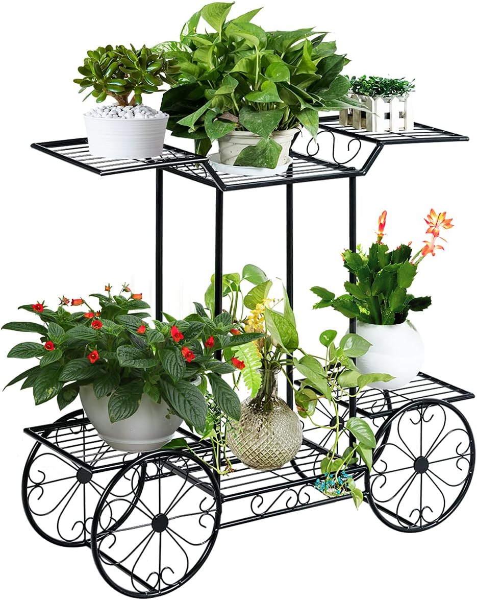 GIANTEX 6-Tier Plant Stand Indoor Flower Pot Holder, Metal Display Shelf