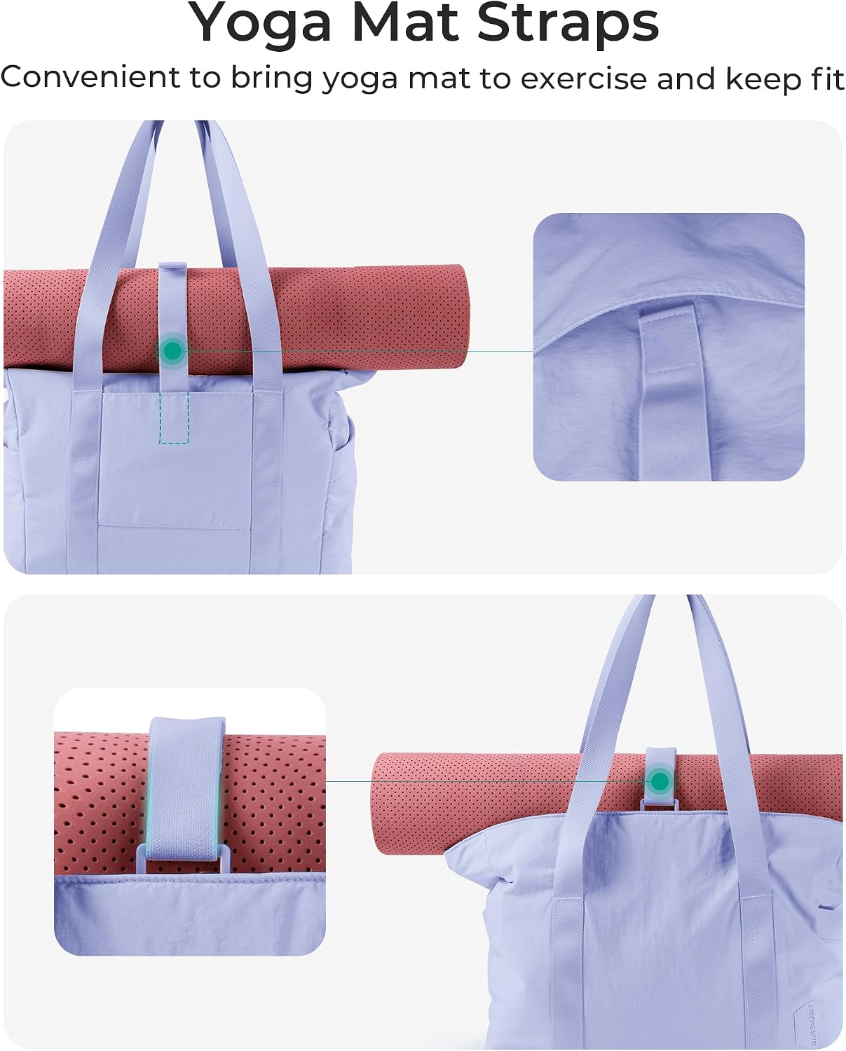 BAGSMART Gym Tote Bag for Women, 24L/28L Travel Tote Yoga Mat Bag