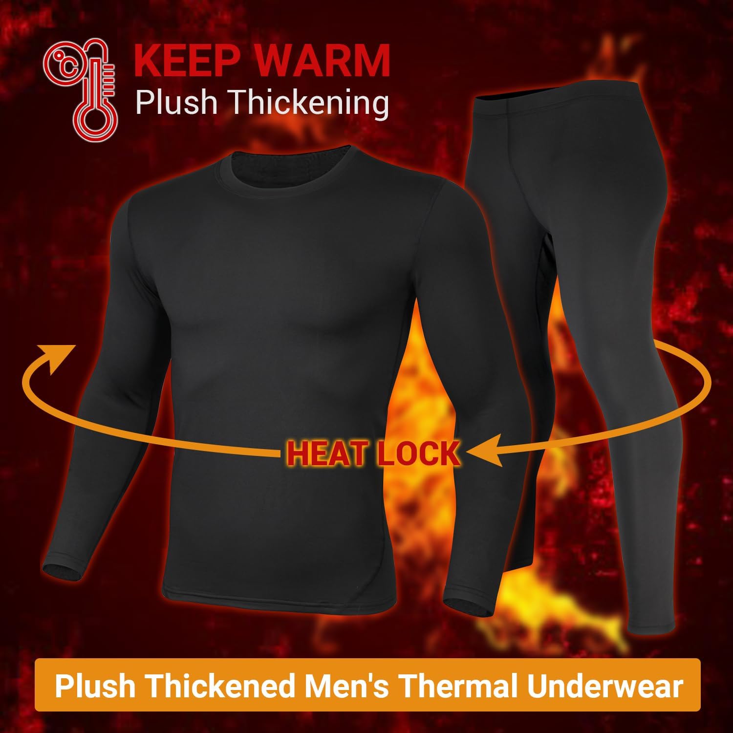 PISIQI Thermal Underwear Men Long Johns Set Ultra-Soft with Fleece Lined Base Layer Winter Skiing Warm Top & Bottom
