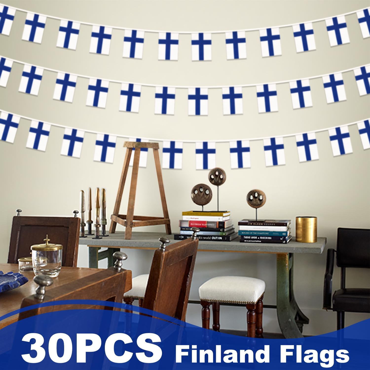 Nicaragua String Flag Pennant Banner, Small Mini Nicaraguan Flags Bunting Banner, National Country Decoration for School, Party, Sports Events, Patriotic Festival, 33 Feet 30 Flags