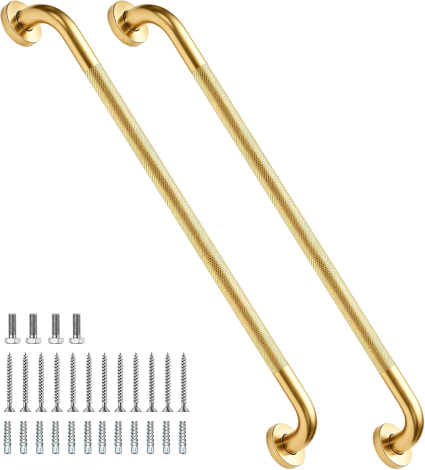 12 Inch Shower Grab Bar 1.25" Dia,Brushed Nickel Anti Slip Bathroom Grab Bar, 304 Stainless Steel Knurled Handicap Grab Bars, Safety Support Handrail,Bath Shower Handle for Elderly Injury Senior
