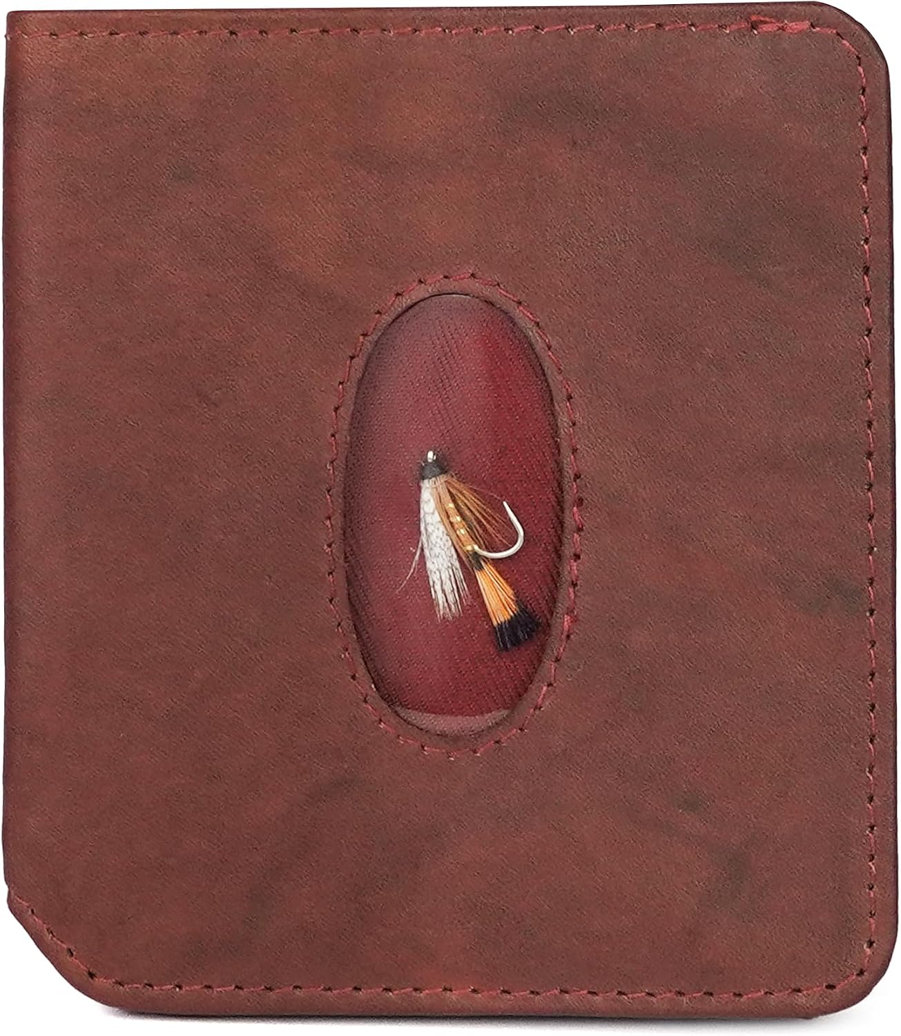 Genuine Bison Leather Wallet for Men, RFID Slim, Brown | Genuine bison leather wallet for men with RFID blocking and curved front pocket fit. Rugged slim everyday carry, brown.