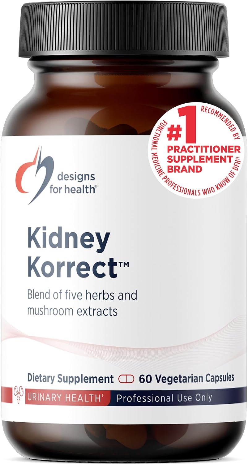 Designs for Health Kidney Korrect - Herbs + Mushrooms for Kidney Support - Vegan, Non-GMO Supplement (60 Capsules)