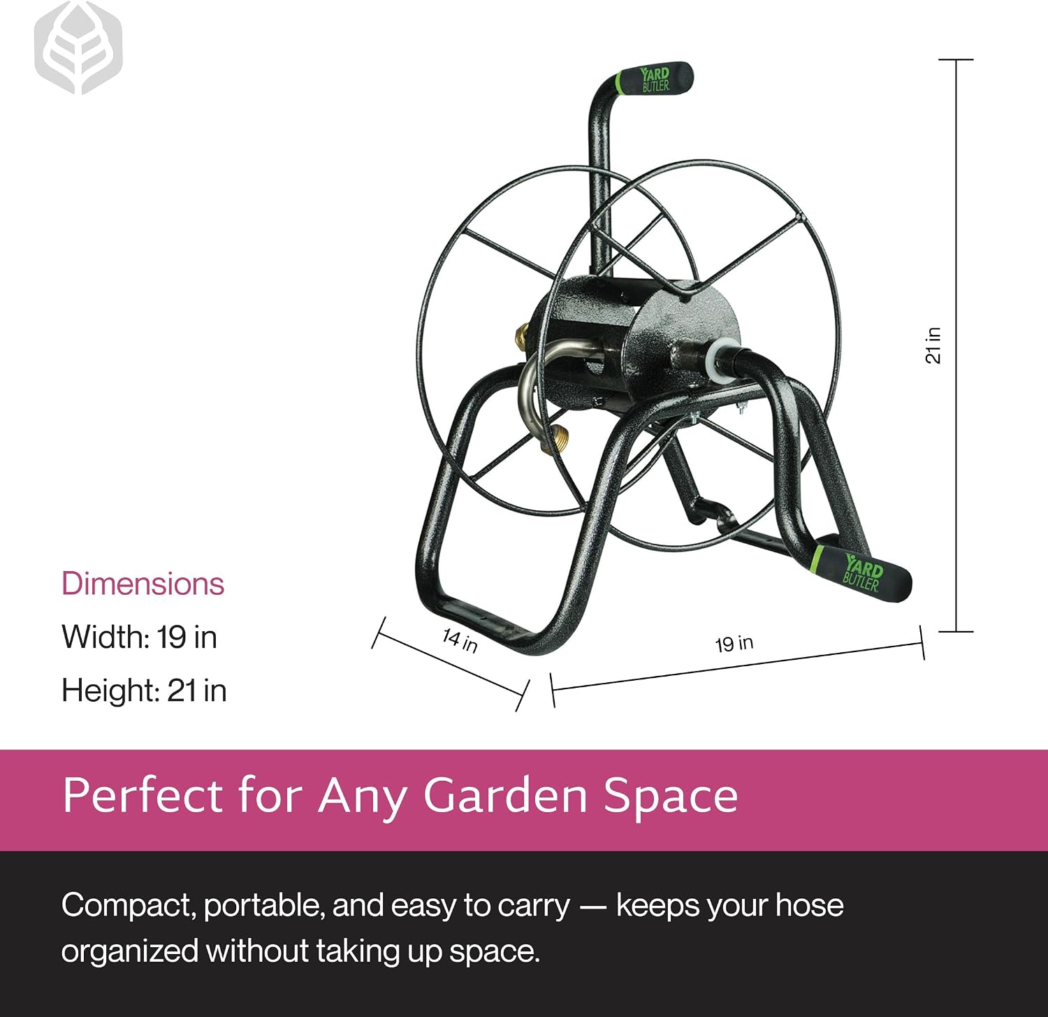 Yard Butler Hose Reel, 180 Degree Swivel, Wall Mount, 100-Foot Hose | Versatile Hose Reel, Great for Garden Hose Storage, Leakproof Design, Powder Coated Steel, Rust-Resistant, Tangle-Free