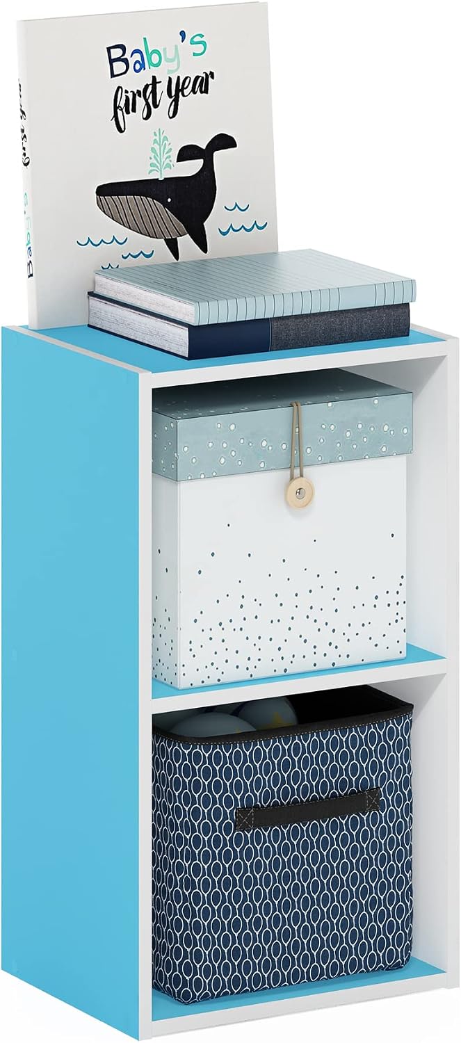 Furinno LUDER Book Shelf, 5-Cube Bookshelf, Reversible Bookcase, 9.4 x 19.5 x 31.5, Easy Assembly, for Living Room, Bedroom, Home Office, White