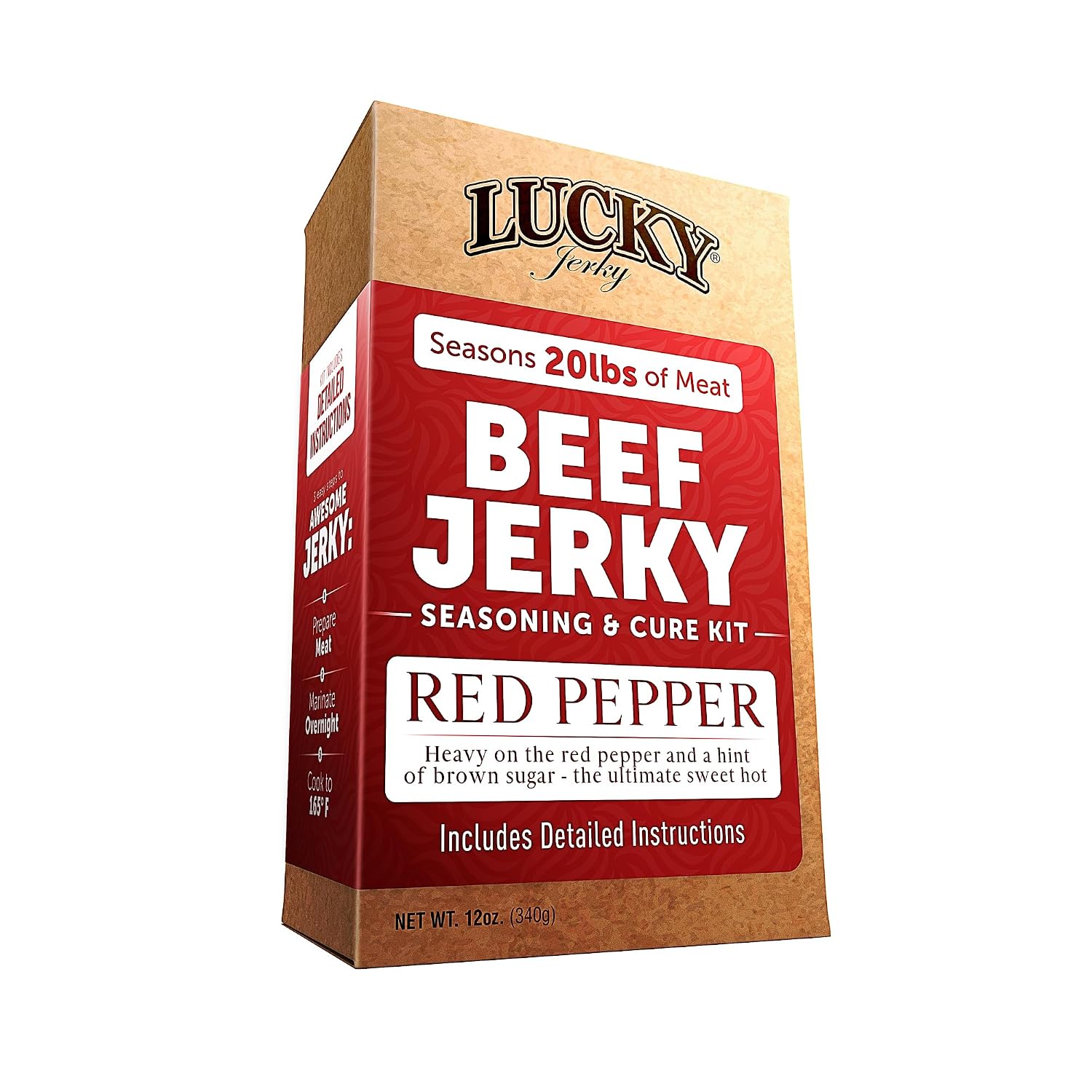 Lucky Jerky Ultimate Savory DIY Beef Jerky Seasoning and Cure Kit, 12 Oz | Make Your Own with Original, BBQ, Teriyaki, and Sweet & Spicy, Seasons 5 lbs per Flavor, 20 lbs Total