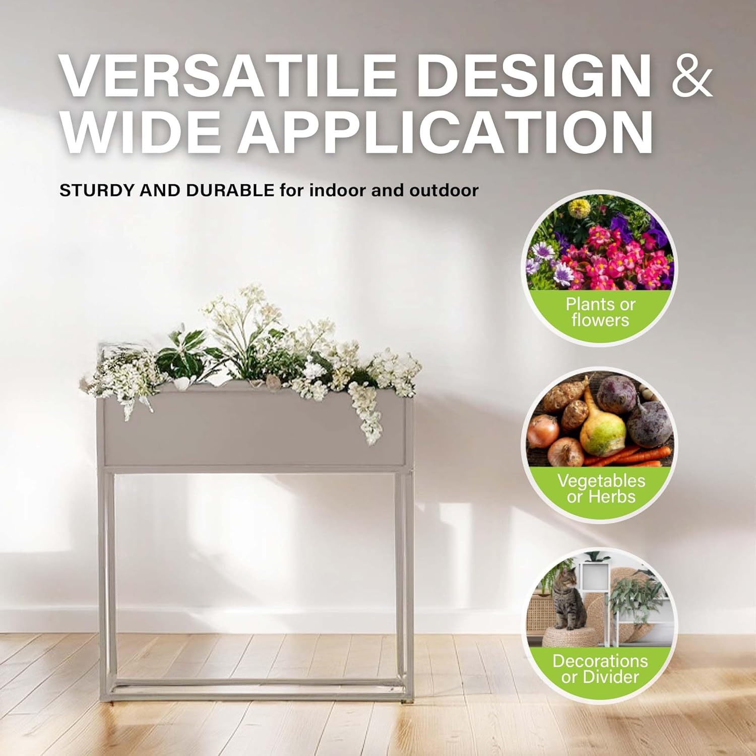 Cocoyard Metal Elevated Planter Box - 28" Raised Garden Bed with Legs for Indoor and Outdoor - Tall Rectangle Planter with Felt Liner