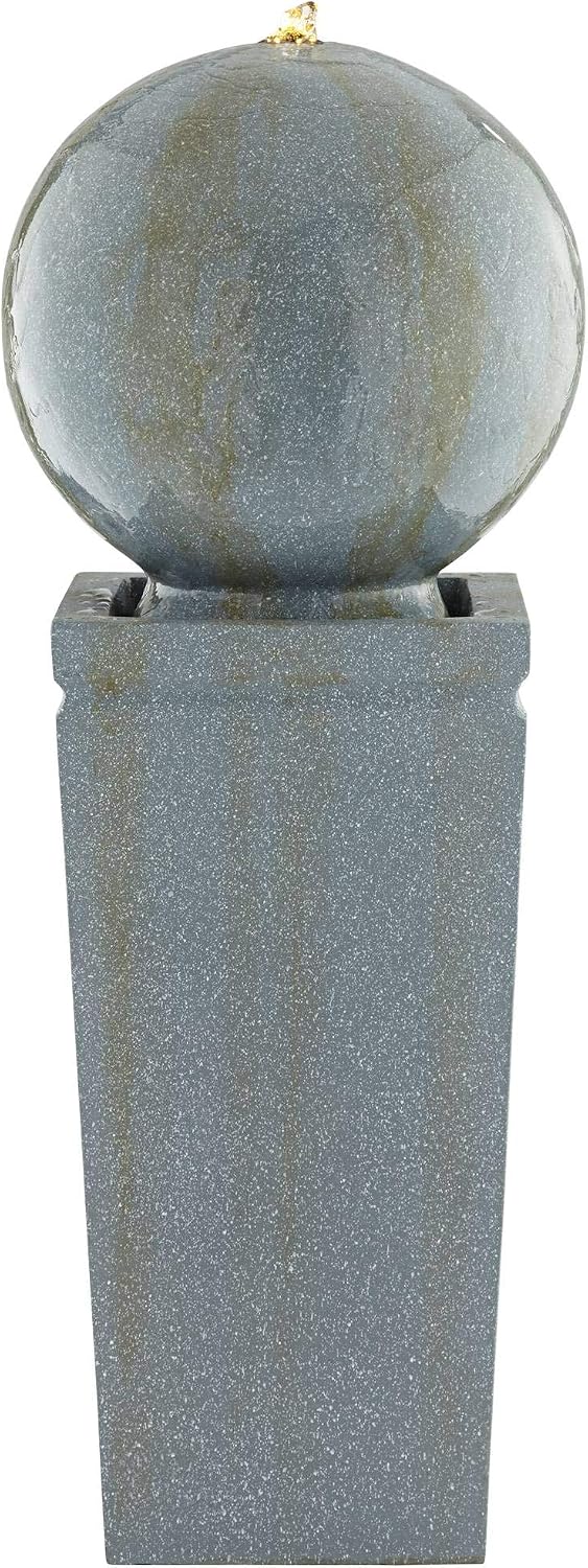 Sphere and Pillar 34 1/4" High LED Outdoor Indoor Large Bubbler Fountain