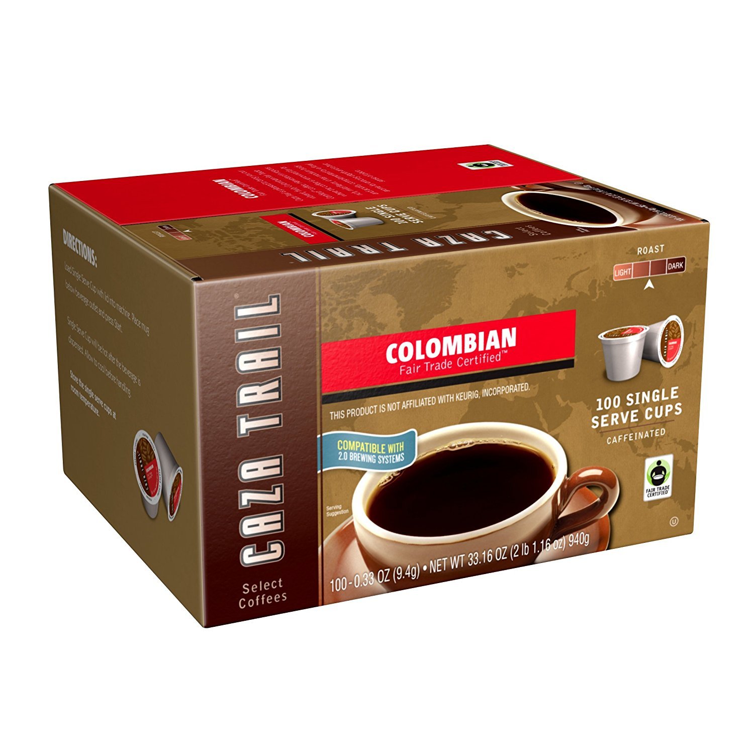 Caza Trail Coffee, Kona Blend, 100 Single Serve Cups