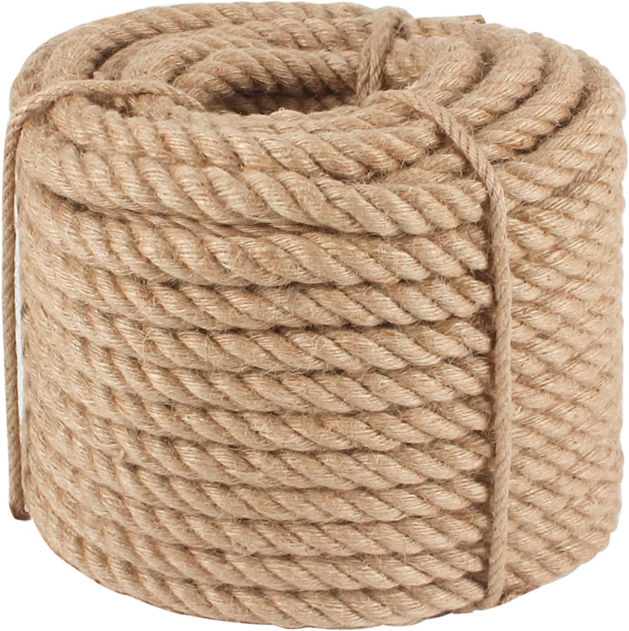 Jute Rope 1 in x 100 ft Thick Twisted Manila Ropes Natural Hemp Rope for Swing Bed, Railing, Crafts, Docks, Tug of War, Decorating, Nautical, Landscaping, Hammock