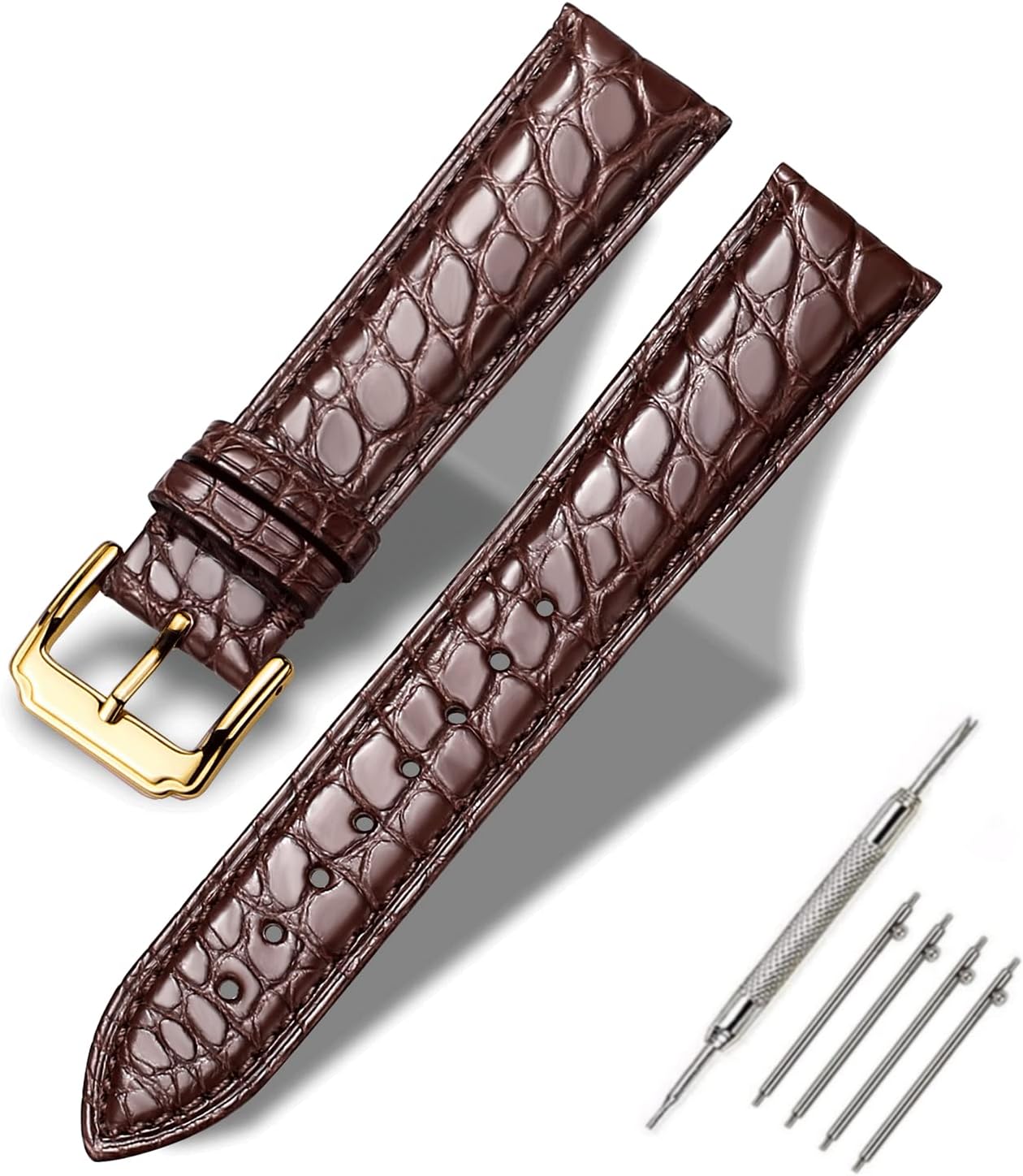 Moran Genuine Leather Watch Band 18mm 19mm 20mm 21mm 22mm 23mm 24mm Calf Grain Watch Strap for Men and Women 18mm Black-Silver Buckle