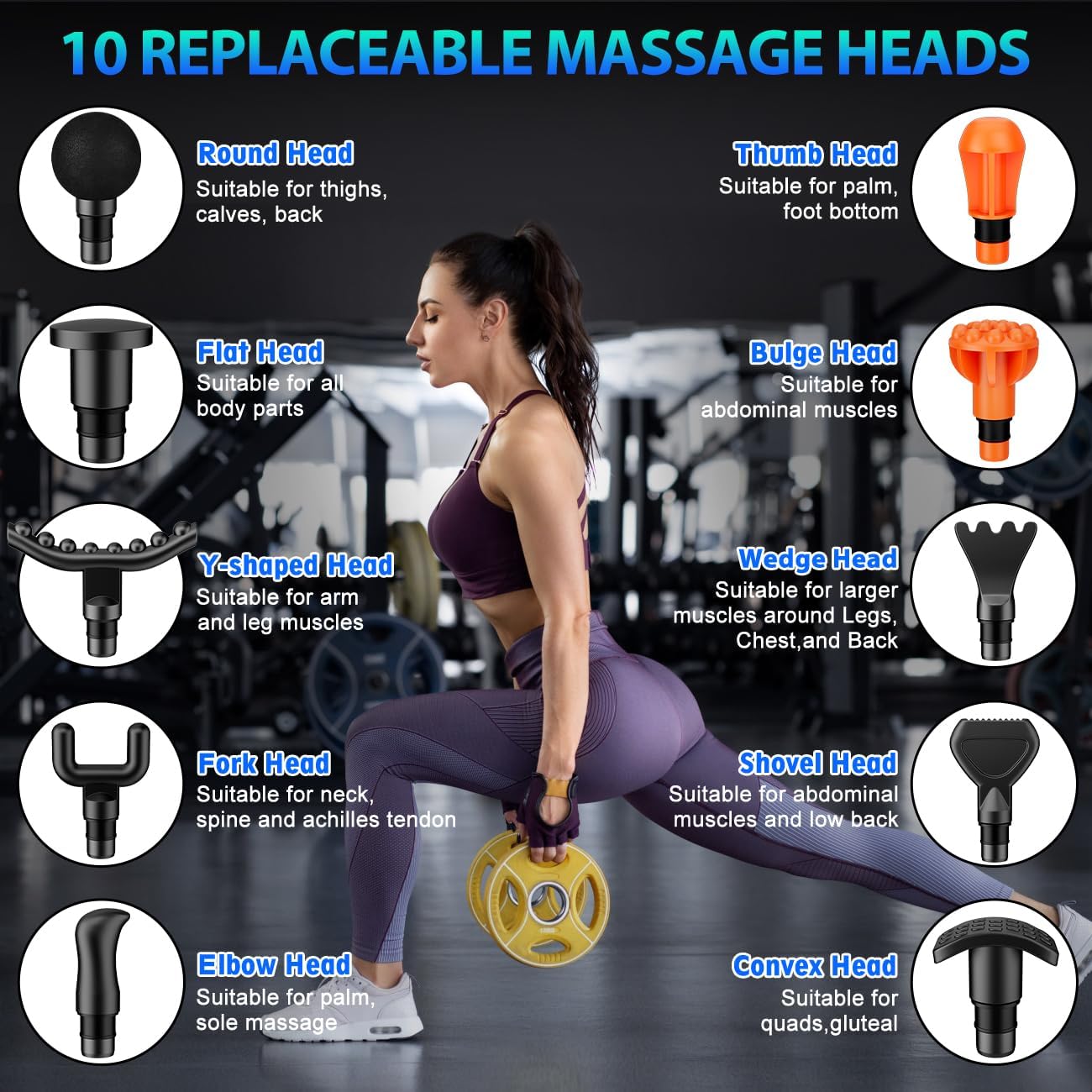 TOLOCO Massage Gun, Deep Tissue Back Massage for Athletes for Pain Relief, Percussion Massager with 10 Massages Heads & Silent Brushless Motor