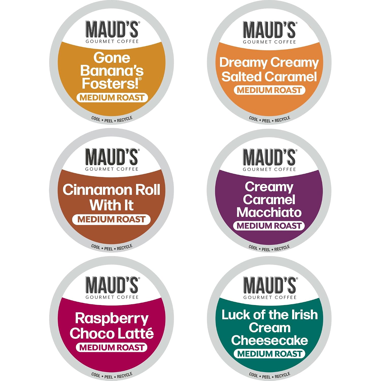 Maud's Family Pack Coffee Pods Variety Pack, 136ct, 12 Assorted Flavors | Medium Roast Flavored Coffee in Single Serve Pods – 100% Arabica Coffee, Compatible with Keurig Coffee Makers