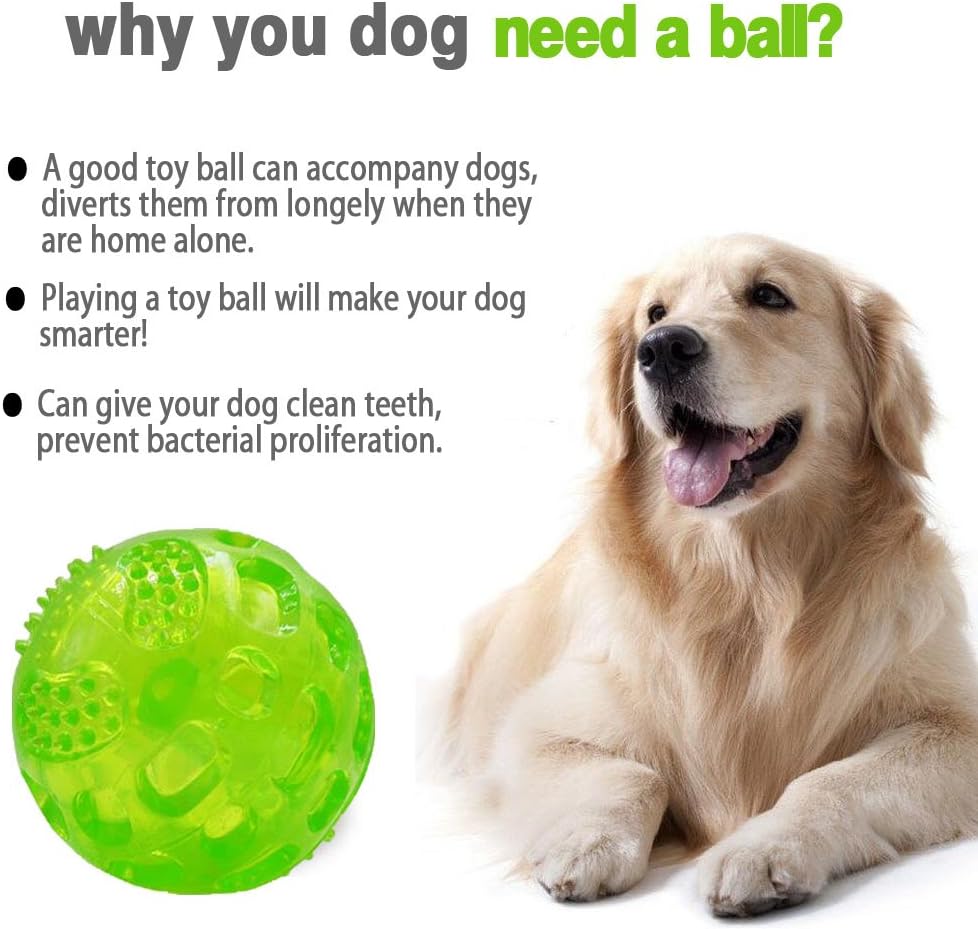 ACEONE Dog Squeaky Ball, Pet Squeak Chew Bouncy Rubber Toy Balls for Small Medium Dogs Indestructible Exercise Training Playing (3 Balls)