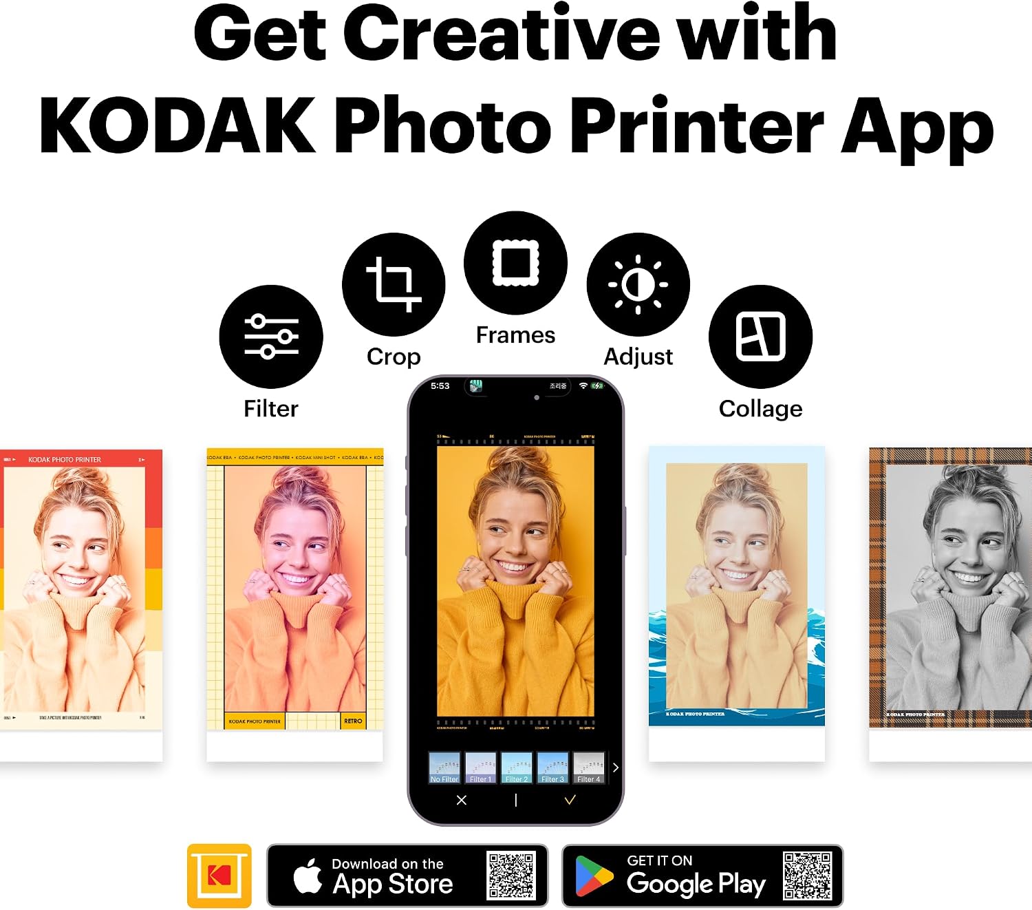 KODAK Mini 2 Retro 2x3 Portable Photo Printer, 4PASS, 38 Sheets, White