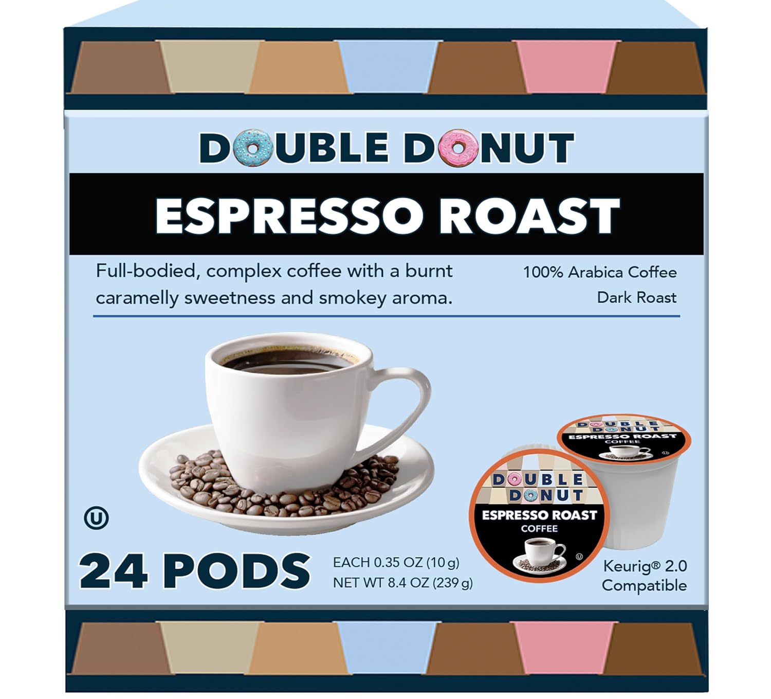 Double Donut Coffee Breakfast Blend Coffee Pods, Light Roast Coffee in Recyclable Single-Serve Pods for Keurig K Cups Brewer Machines, 80 Count Bulk Pack, original version