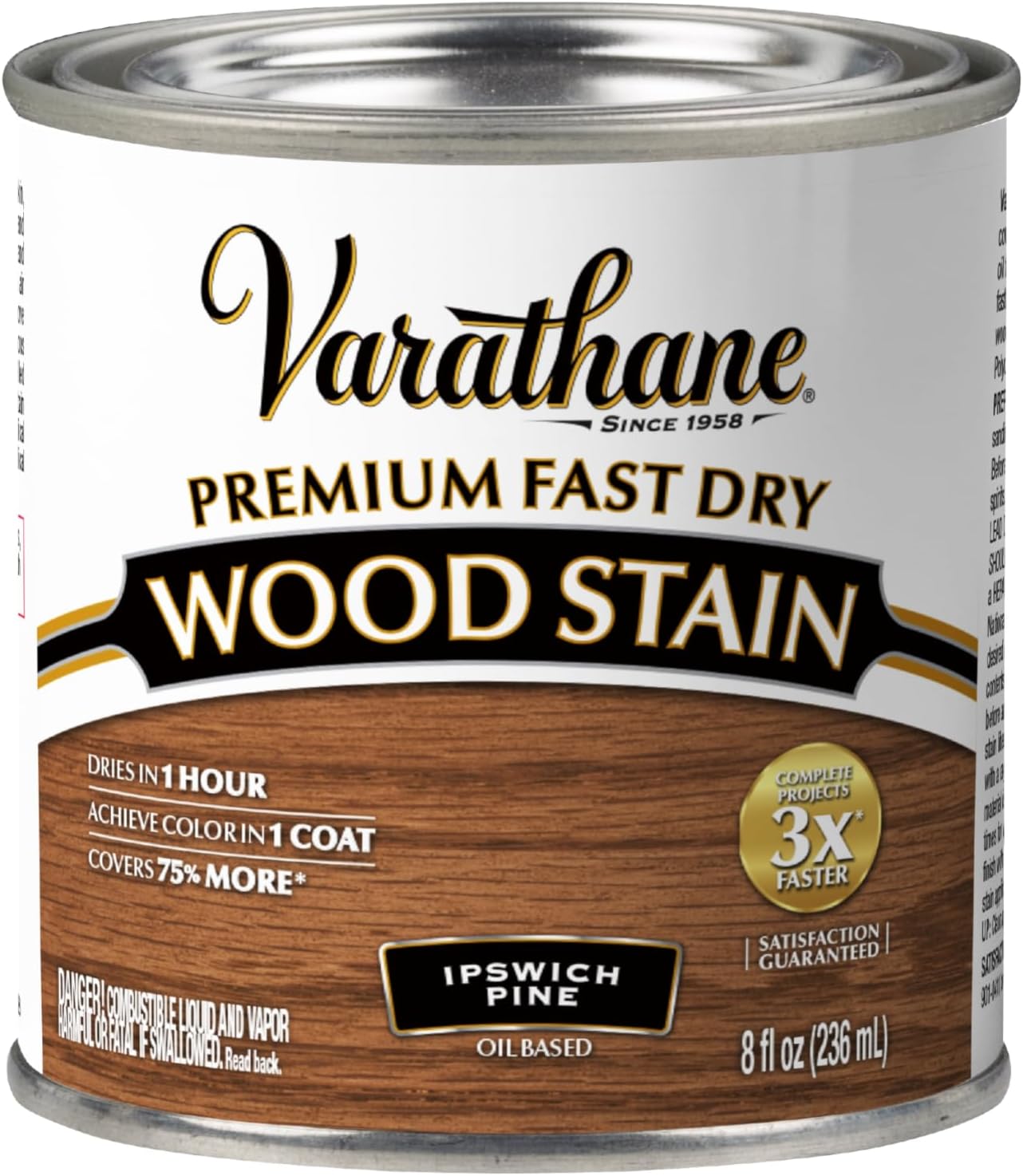 Varathane Premium Fast Dry Weathered Gray Wood Stain | Oil-Based, 1 Coat Color, 1 Hour Dry Time, Interior Wood Stain, Furniture, Cabinets, Doors, Covers Up to 275 Sq Ft, Quart