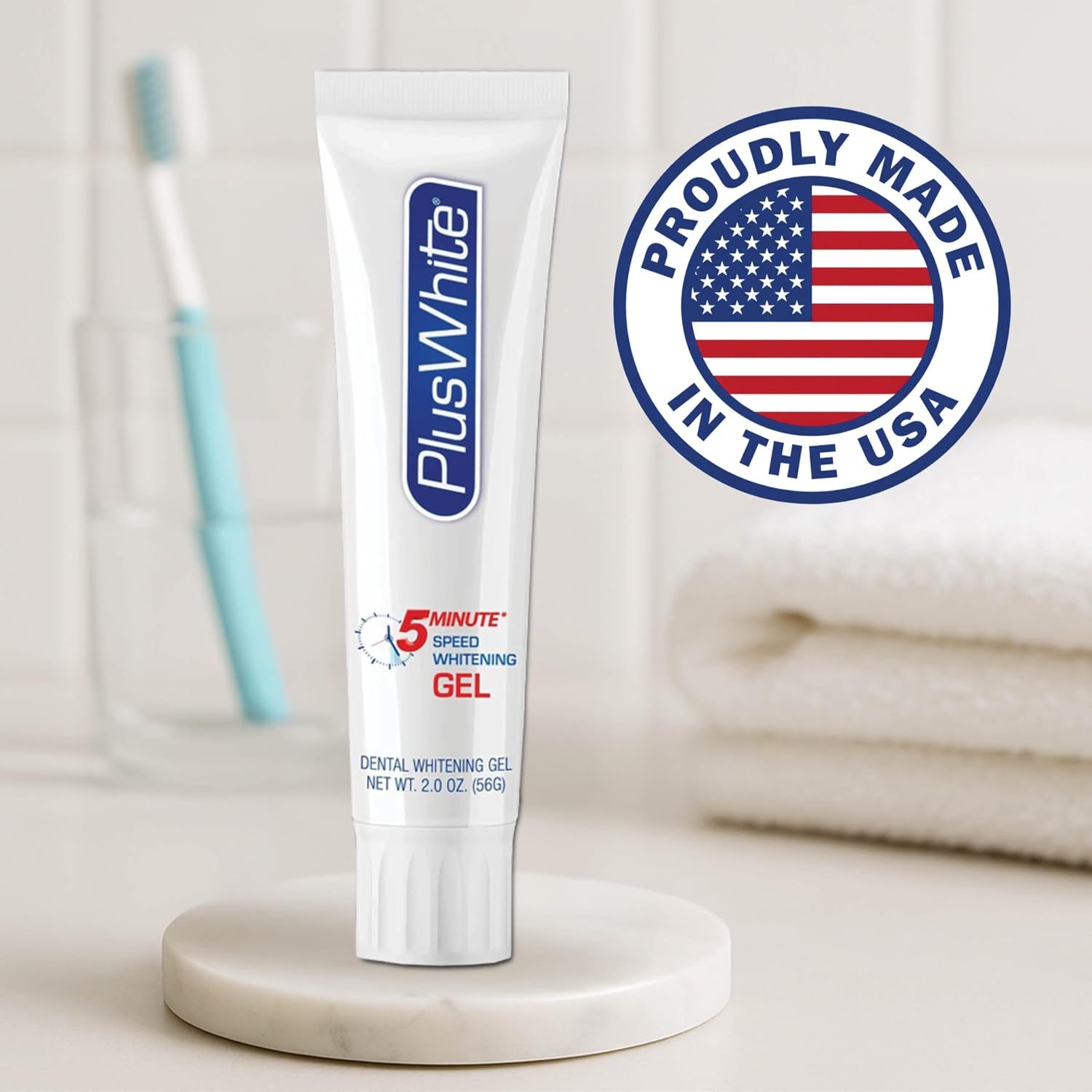 Plus White Speed Whitening Gel, 5 MinuteTeeth Whitening (2 oz) | Professional Grade, Dentist Approved Hydrogen Peroxide Ingredient, Removes Stains Fast, At Home Teeth Whitening Gel Treatment