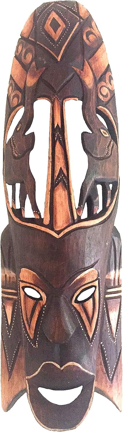 OMA African Mask Wall Art Hanging Lucky Elephant African Safari Tribal Home Decor Gift - Large Size