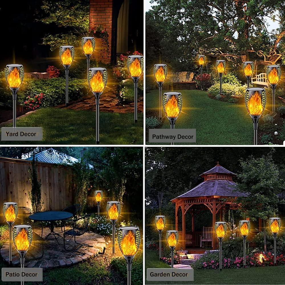 Swonuk 4 Pack Outdoor Solar Torch Lights, 33LEDs Solar Torches with Flickering Flame
