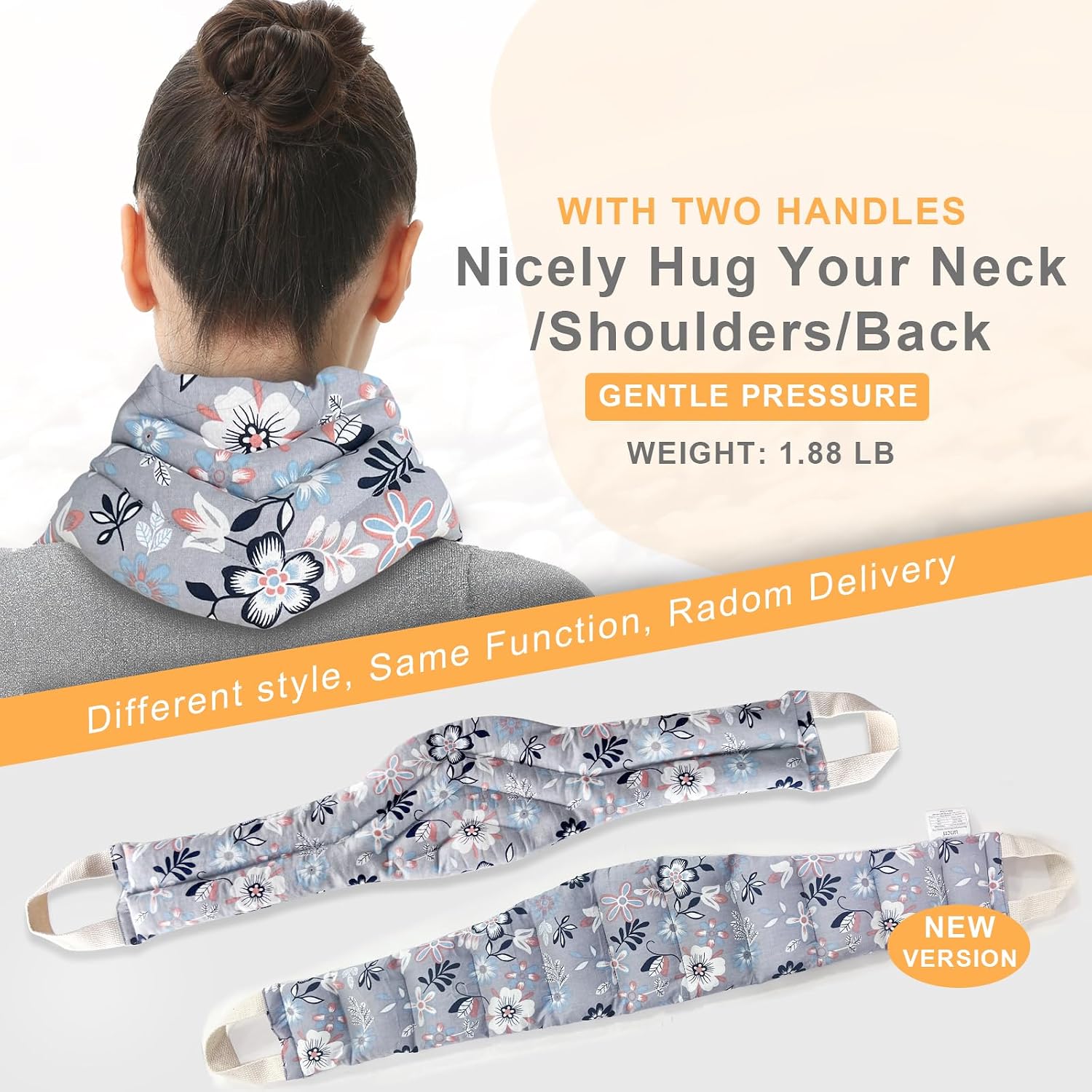 UNCN Long Wide Heating Pad for Neck and Shoulders Back 33x5.9 Microwavable Large Moist Heat Pack Warm Hot Compress Neck Wrap Weighted Bag Massage