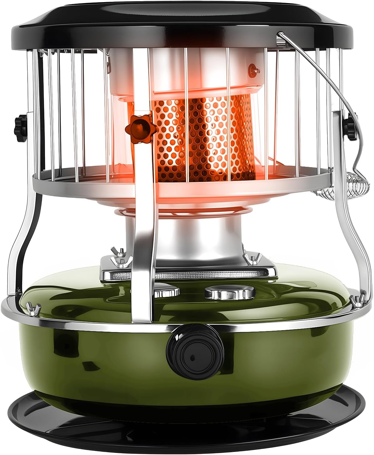 9000 BTU Portable Kerosene Heater - Indoor Safe & Outdoor Use for Camping, Emergency Heat, Cooking | No Electricity Needed | Black Army Green