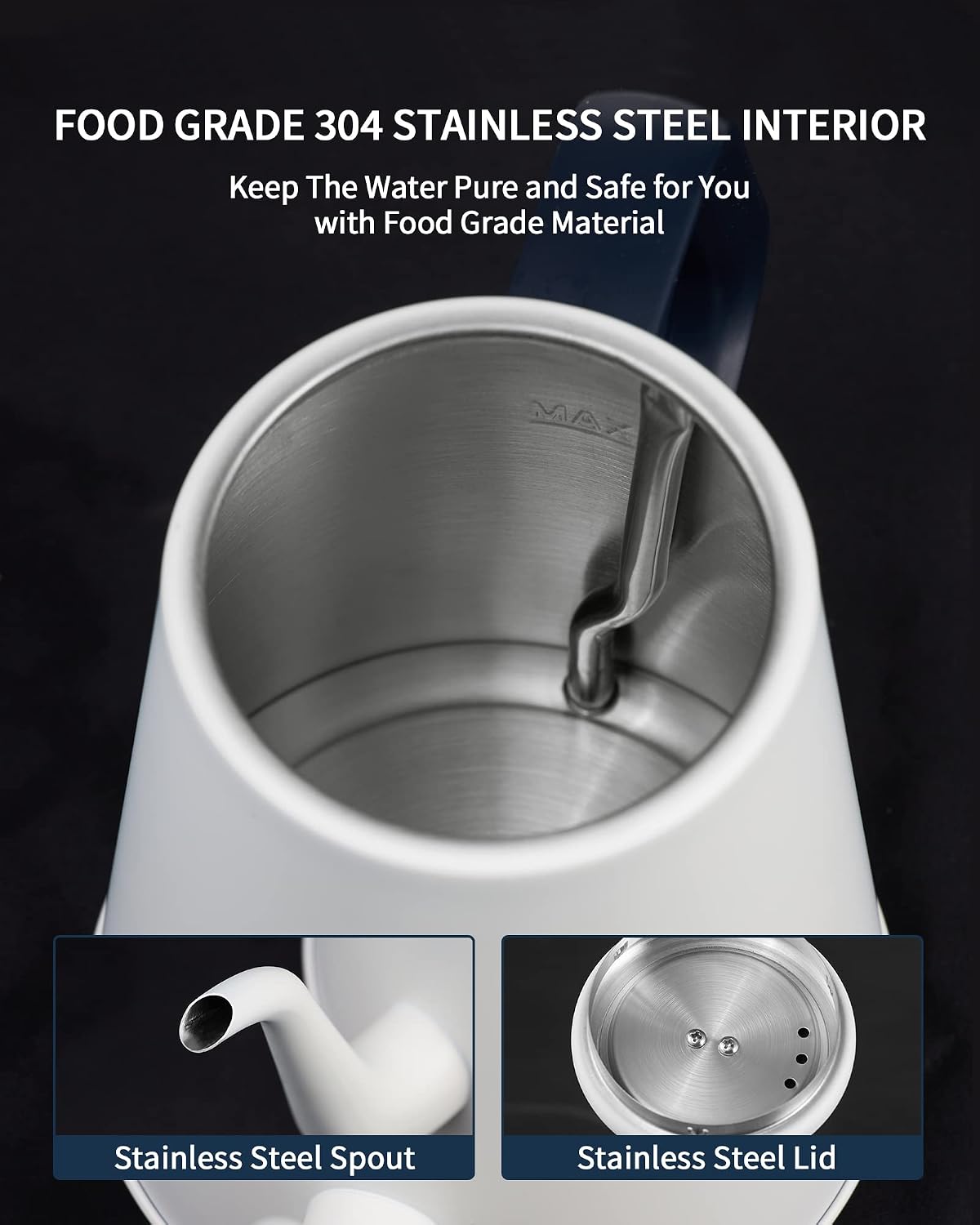 DmofwHi 1000W Gooseneck Electric Kettle (1.0L), 100% Stainless Steel BPA Free Tea Kettle with Auto Shut - Off Protection