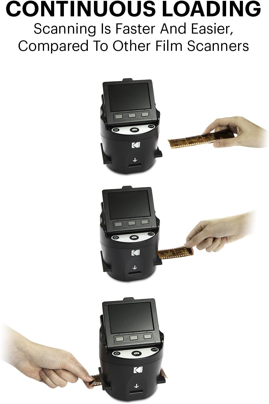 KODAK SCANZA Film & Slide Scanner, 3.5" LCD, 35mm, 126, 110, Super 8 & 8mm | Converts color/B&W negatives to 14MP/22MP JPEGs