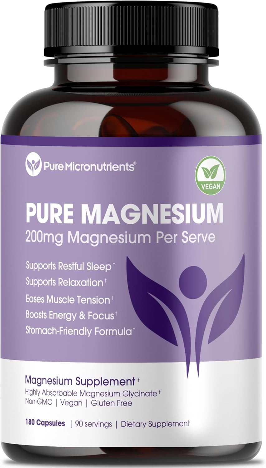 Pure Magnesium Glycinate Supplement – Highly Absorbable Chelated Magnesium to Support Sleep, Muscle & Nerve Health, Energy