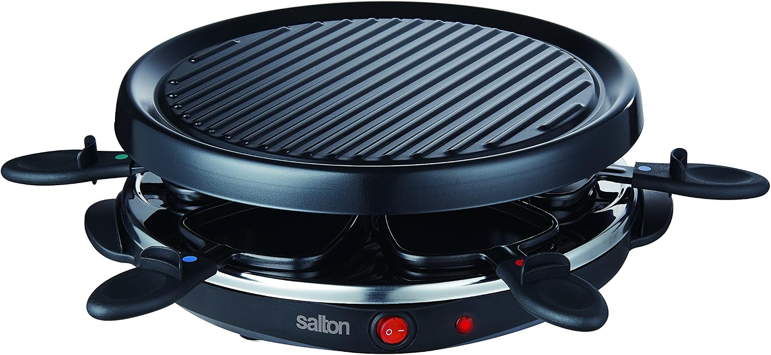 Party Grill & Raclette by Salton | 6-Person Smokeless Indoor Grill | Non-Stick Grill Plate