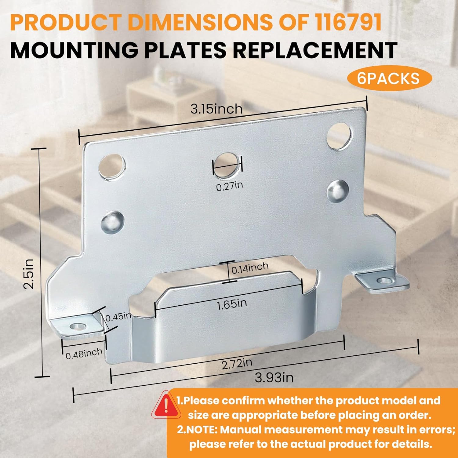 Zookpr 116791 Mounting Plates Replacement for IKEA Bed Frame Brackets Part | For IKEA Hemnes/Malm/Brimnes/Ingatorp/Tarva/Kritter, Replaces #116791