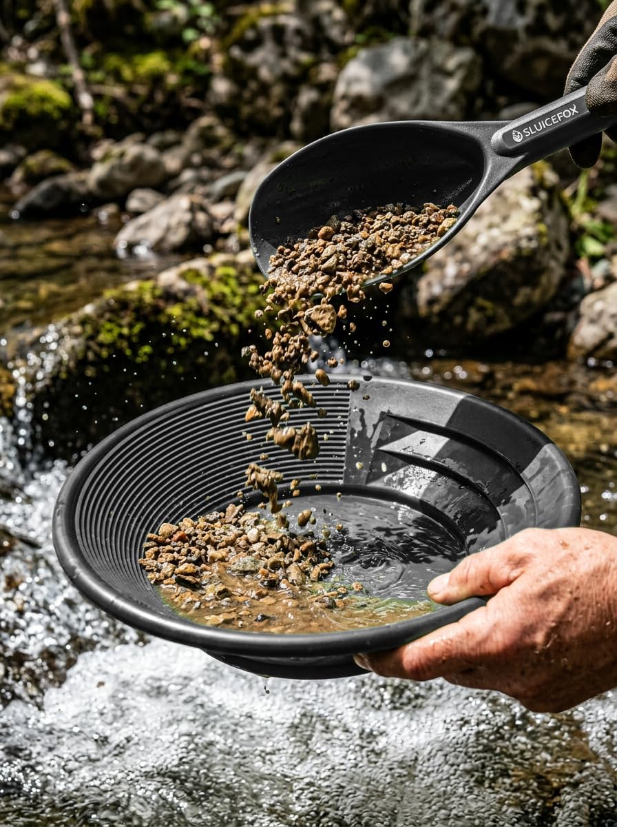 Complete Gold Mining Kit, Folding 50 inch River Sluice Box, Prospecting Equipment, Rock Pick Hammer, Gold Classifiers, Pay Dirt Scoop