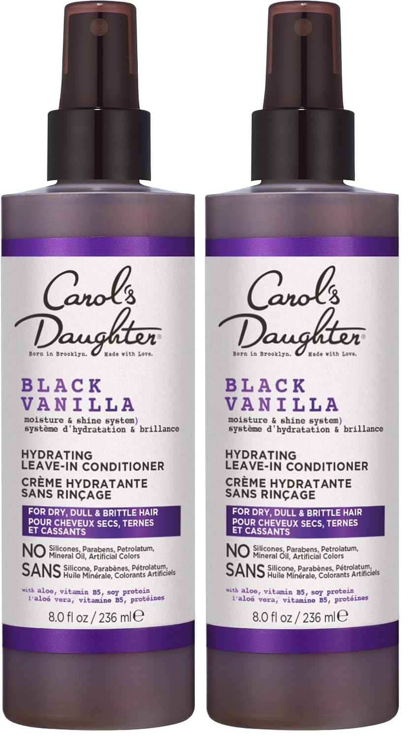 Carol's Daughter Black Vanilla Leave In Conditioner for Curly, Wavy or Natural Hair, Moisturizing Hair Care for Dry, Dull or Brittle Split Ends, 8 Fl Oz
