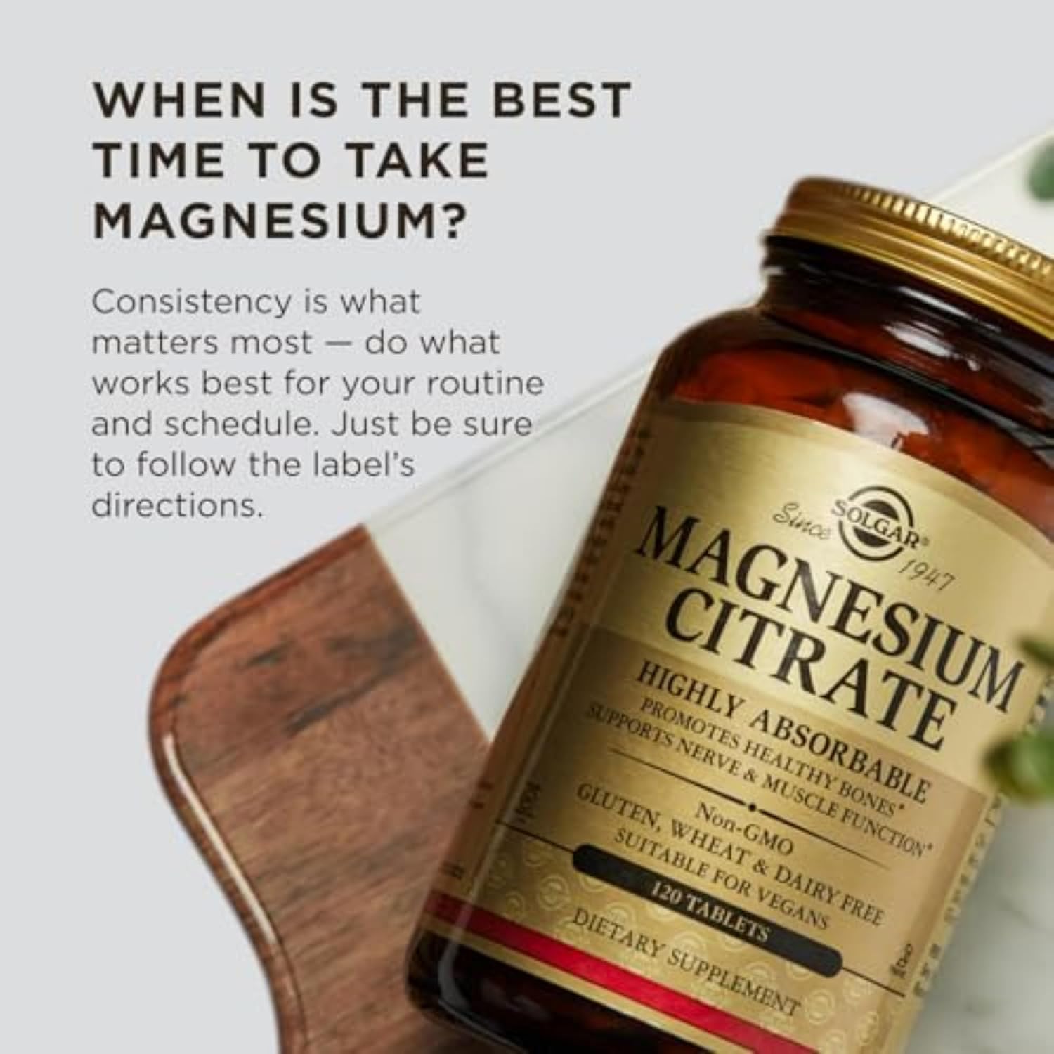 Solgar Magnesium Citrate, 120 Tablets - Promotes Calm, Non-GMO, Gluten Free | Supports Muscle Function and Relaxation, Gluten Free - 120 Tablet Serving