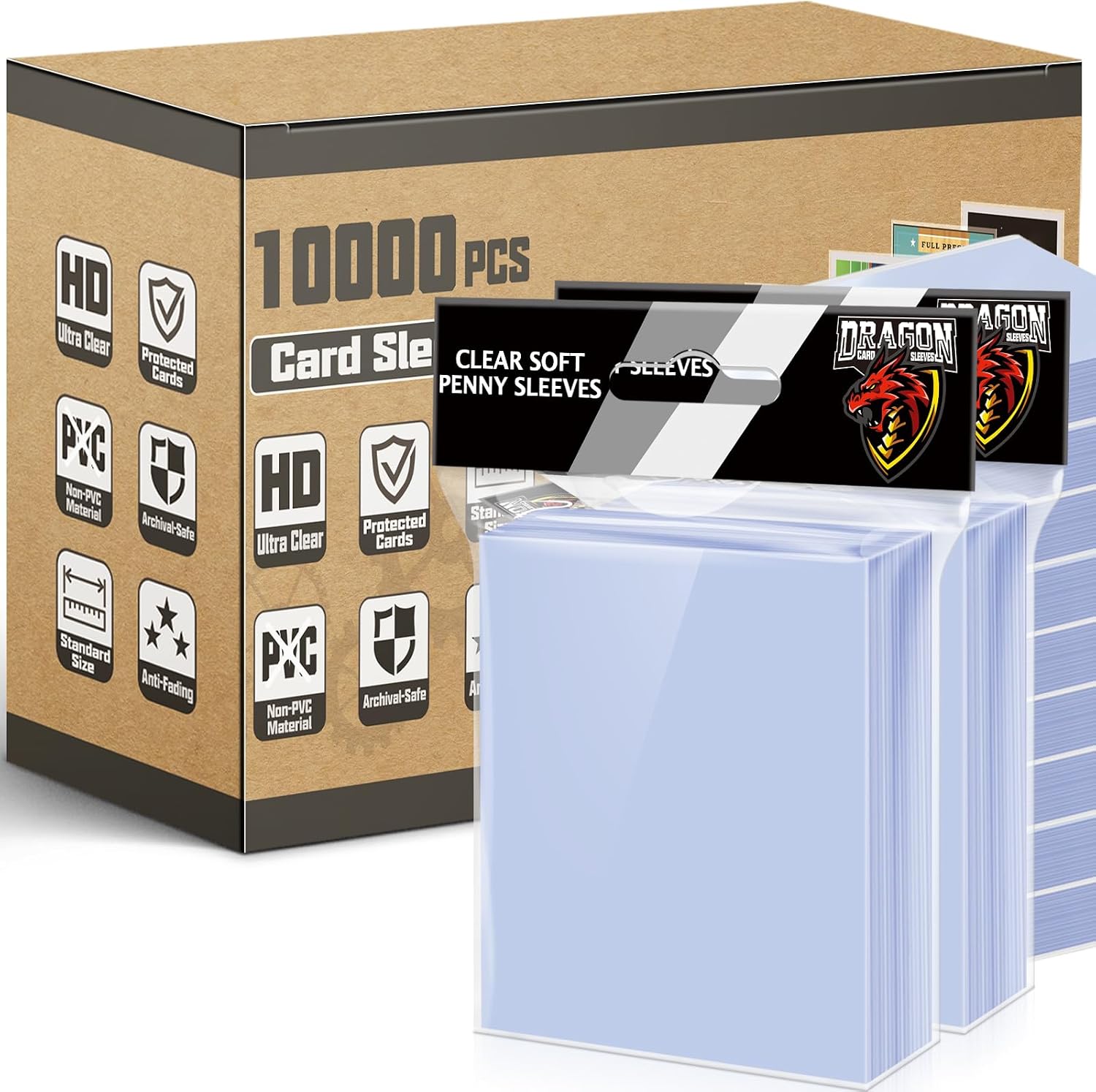 1000 Counts Card Sleeves Top Loaders for Trading Cards, Penny Soft Sleeves Baseball Card Sleeves Protectors Fit for Sports Cards, Football, Game Card
