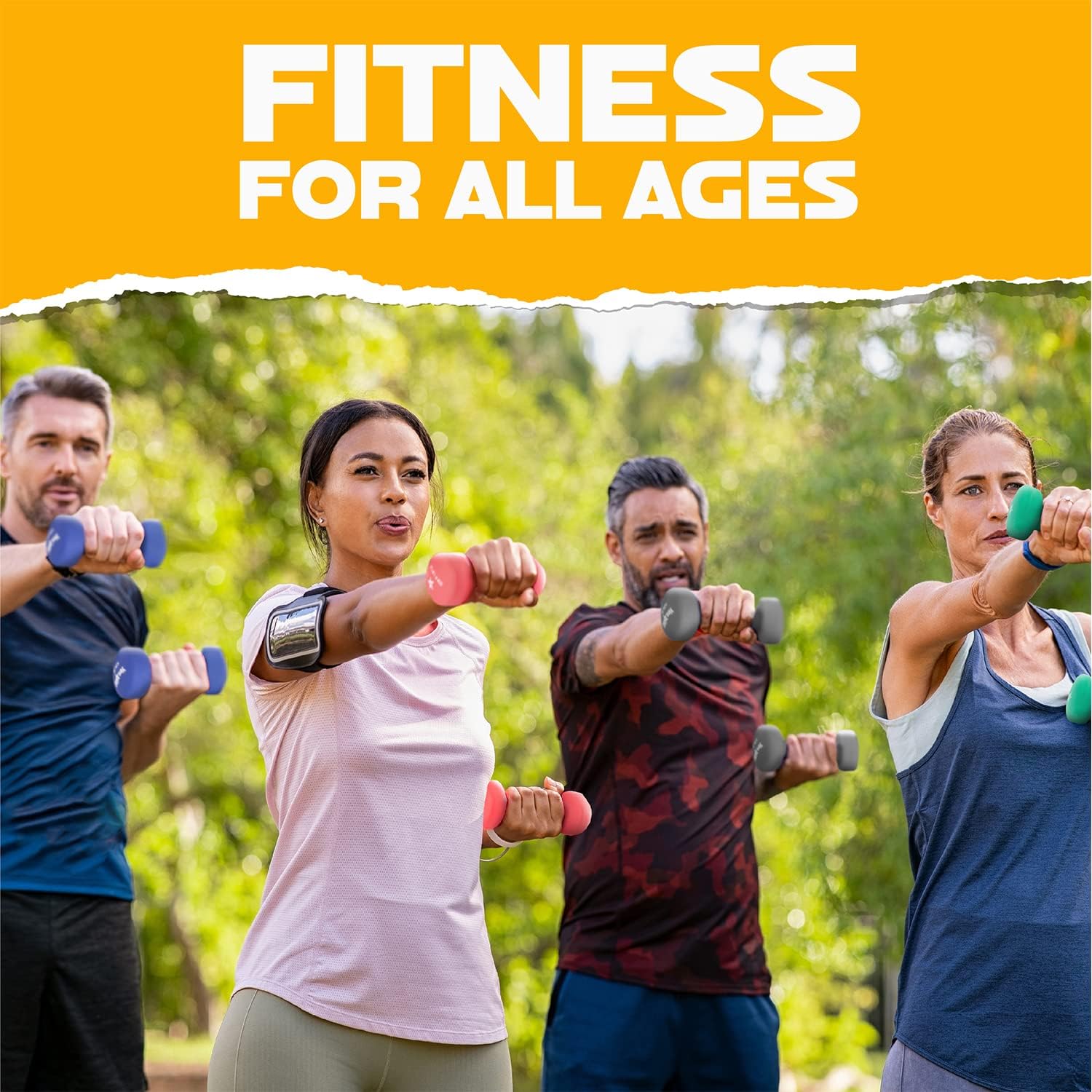 Yes4All Neoprene Coated Dumbbell Hand Weight Sets of 2 - Multiple Weight Options with 15 Colors, Anti-roll, Anti-Slip, Hexagon Shape