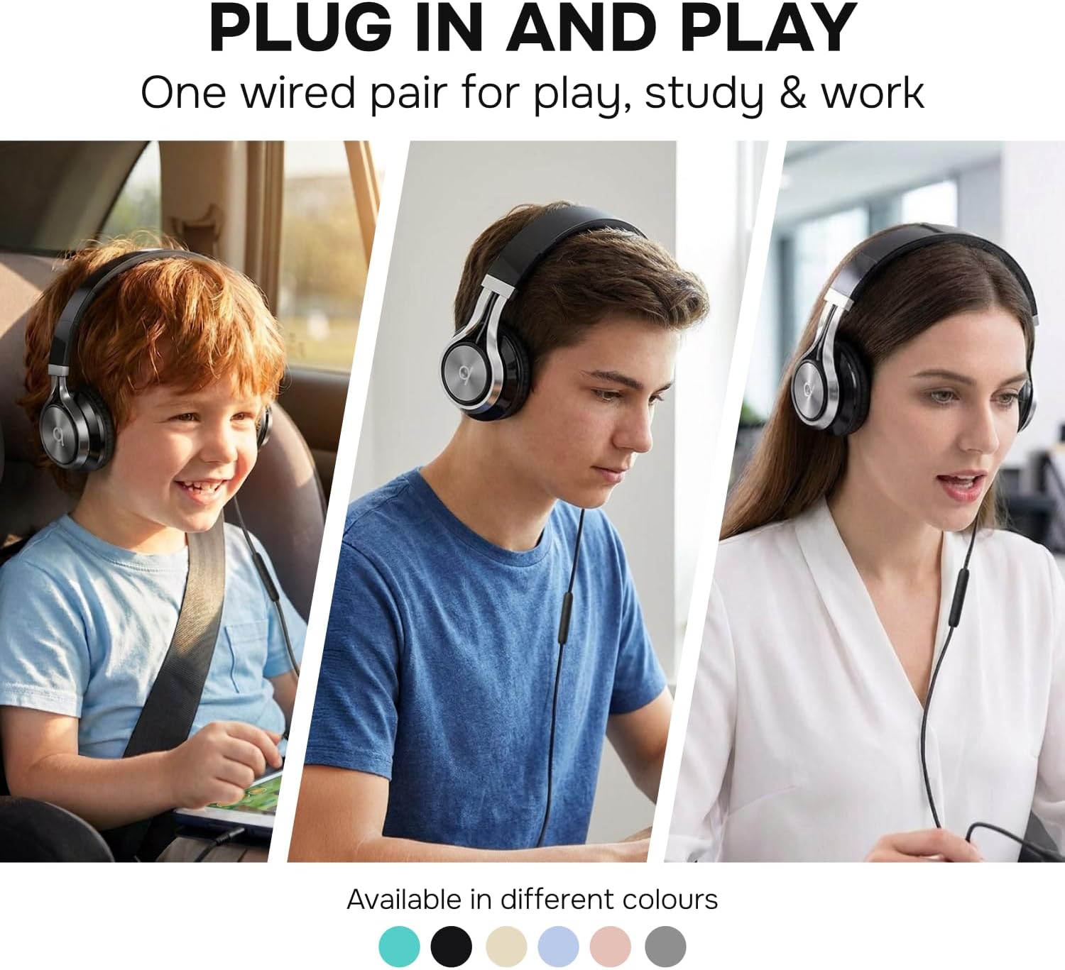 ARTIX Wired Headphones for Classroom & School with Microphone & Volume Control - Adults, Teens & Kids Headphones with Cord