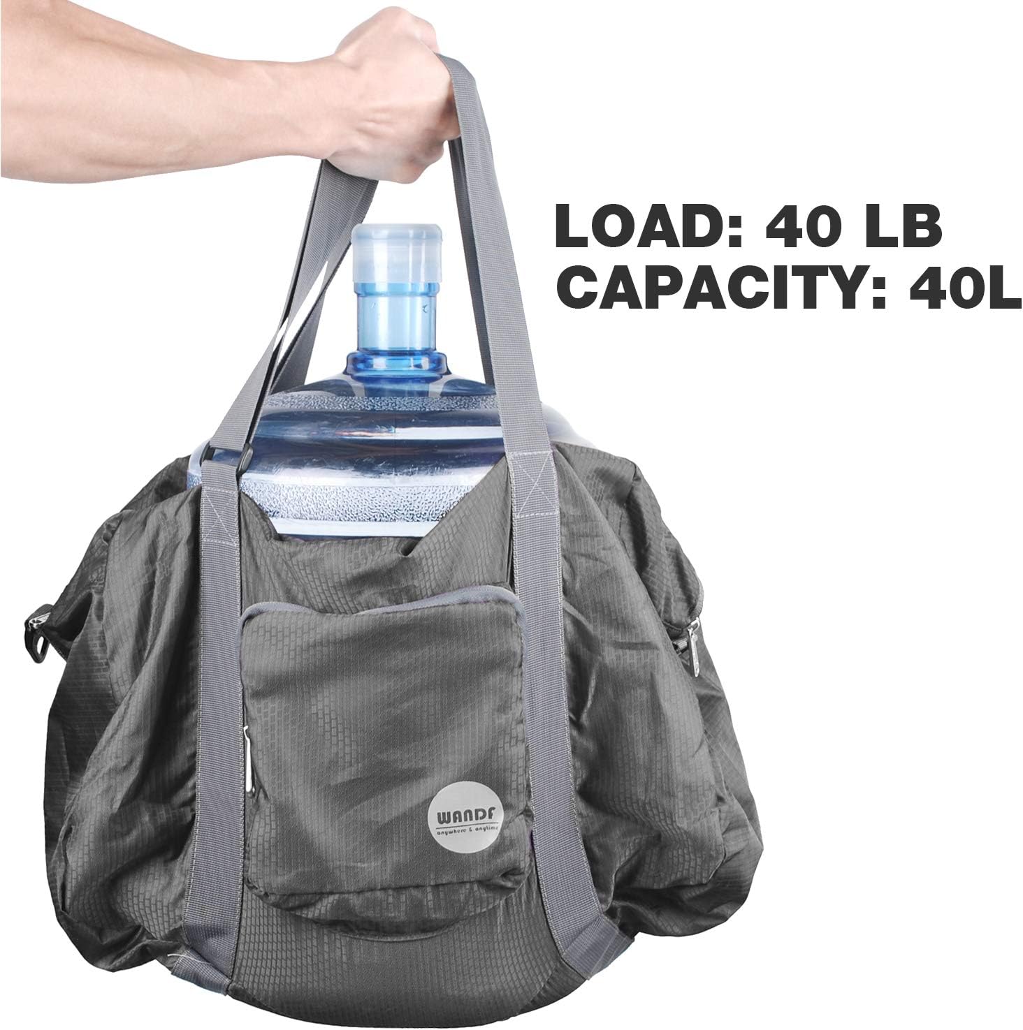 WANDF Foldable Personal Item Bag, Carry on Travel Duffle Bag | Frontier Airline Underseat Fit, 18x14x8 inches, Weekend Overnight Trips, Packable