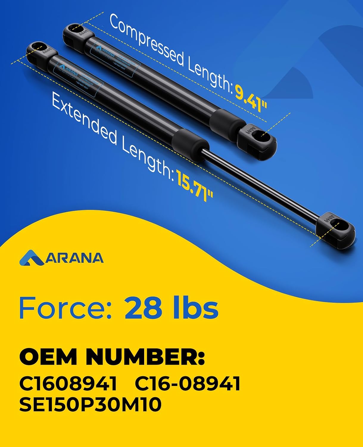 ARANA C16-11028 12 inch 40lb Gas Struts for Weatherguard Tool Box, 2PCS
