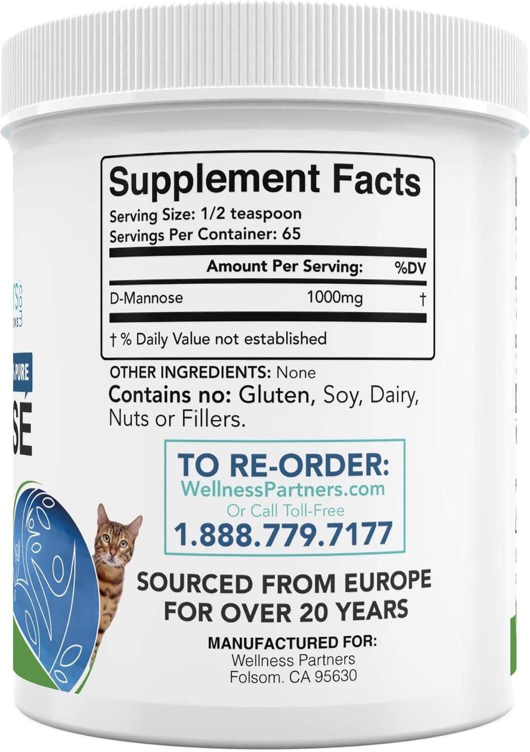 UTI Pets Pure D-Mannose Non GMO Organically Sourced Powder 65gram jar