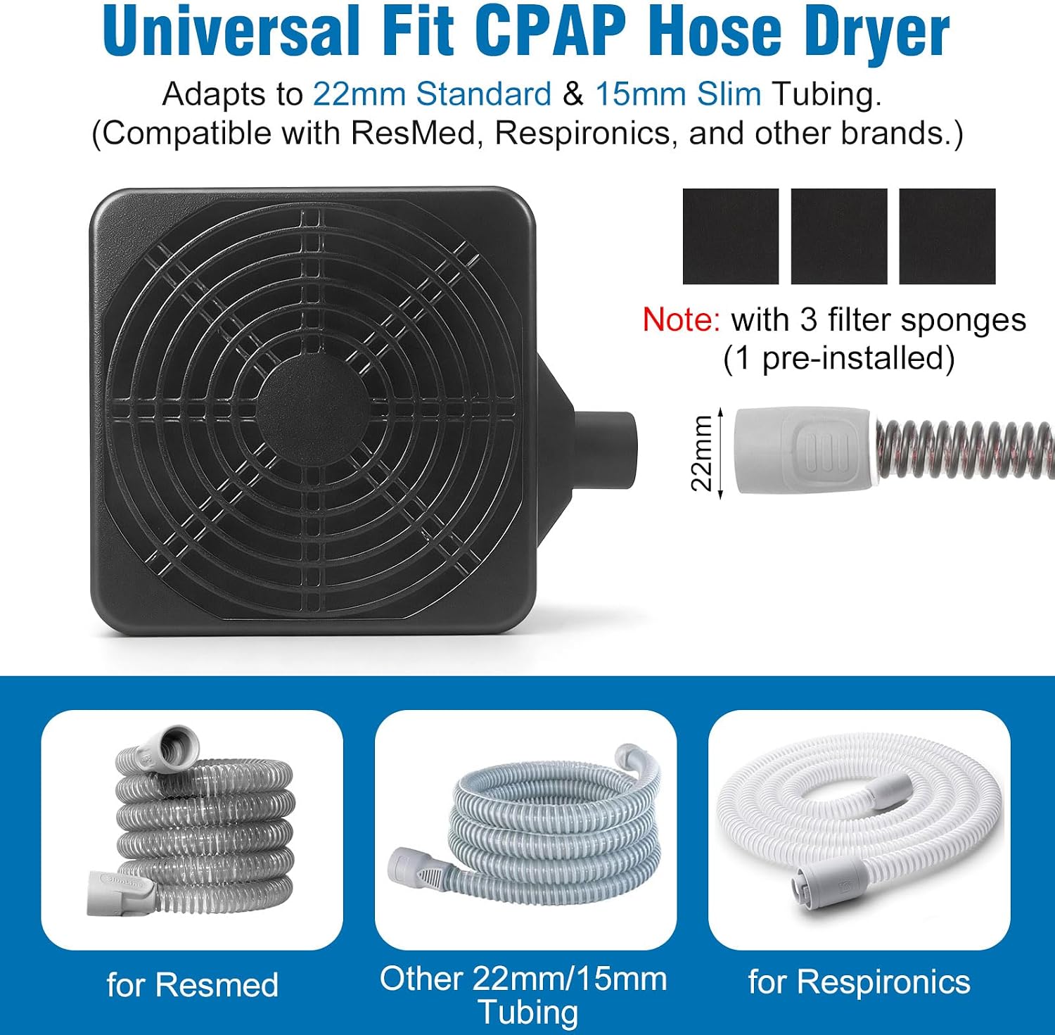 9 Pack CPAP Cleaning Kit for Hose & Mask, with Speed Control Hose Dryer, Collapsible Wash Basin & Hose Hanger, 7ft Cleaning Brush, CPAP Cleaning Supplies with Storage Bag, for 22mm & 15mm Tube