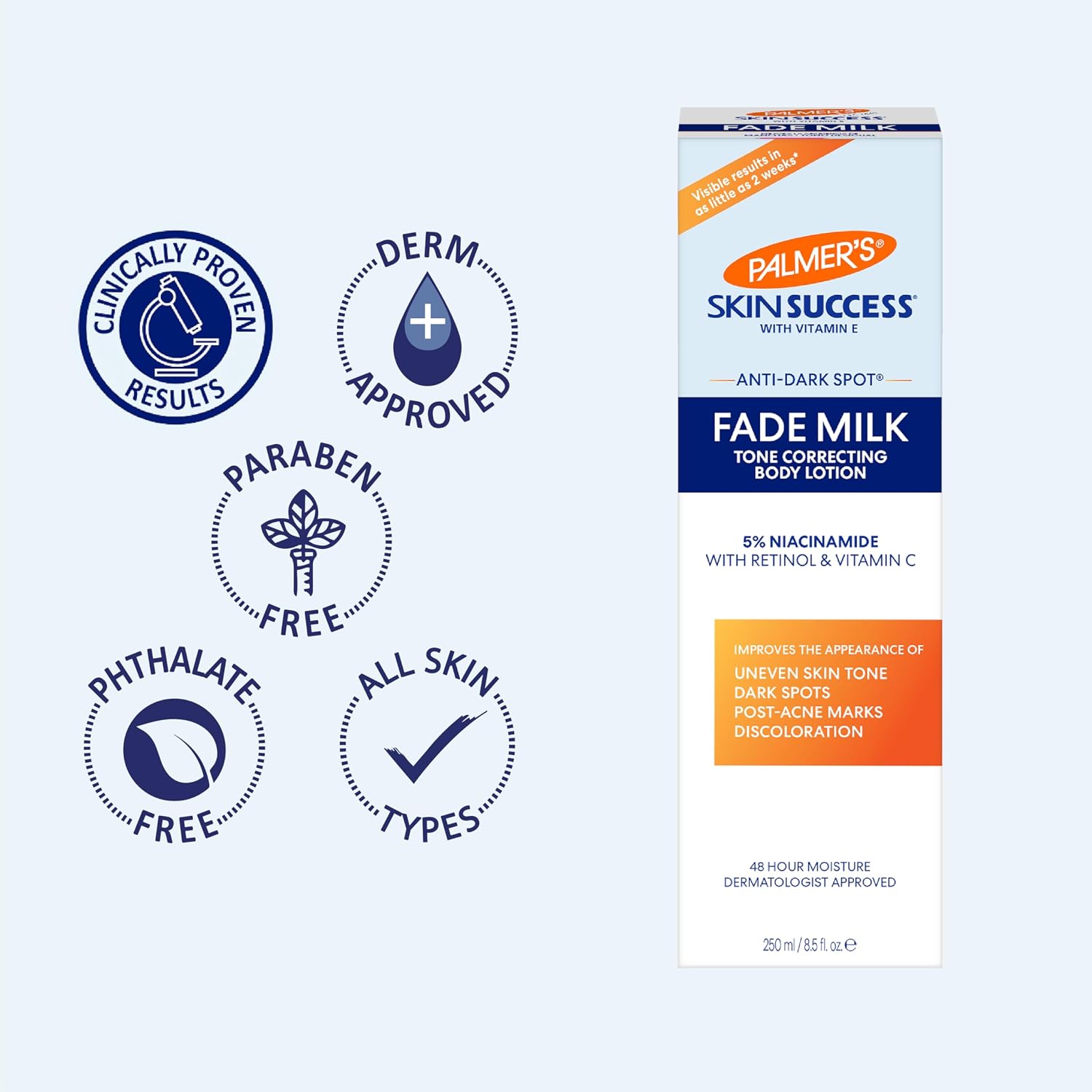 Palmer's Skin Success Body Lotion, Anti-Dark Spot Fade Milk (8.5 Oz) | Moisturizer with Niacinamide, Fades Age Spots