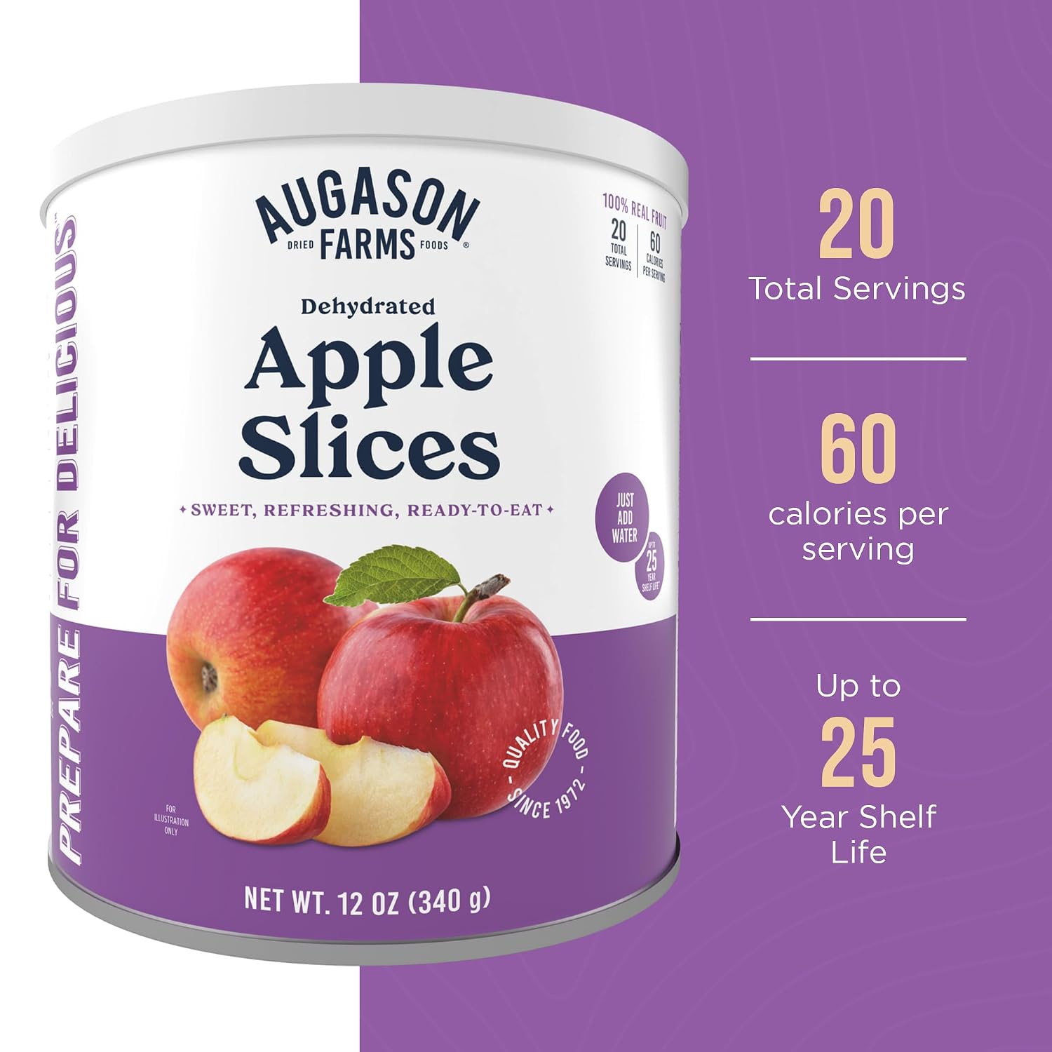 Augason Farms Dehydrated Apple Slices Can | Emergency Food Supply, 20 Servings, 25 Year Shelf Life, Great for Cooking, Baking, and Snacks, Dehydrated Meals
